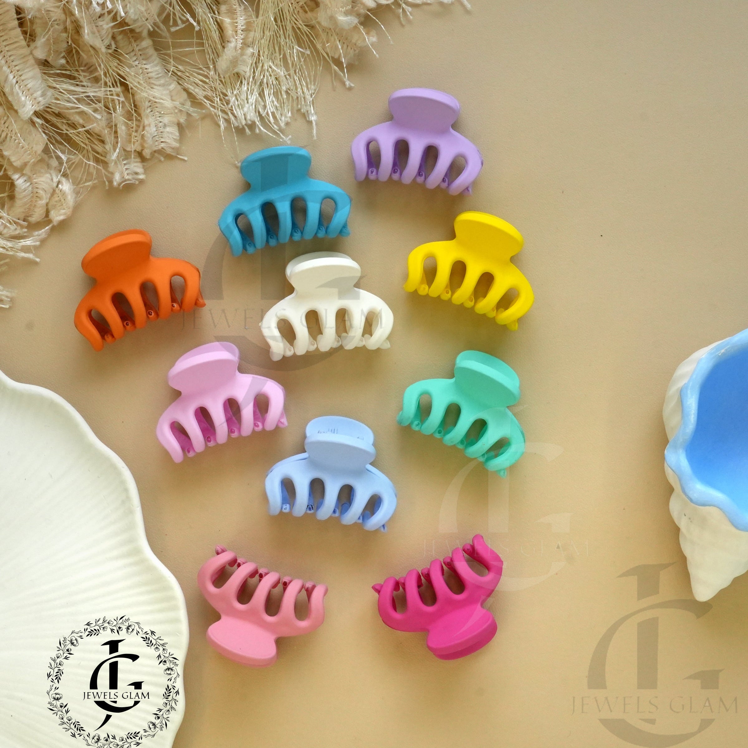 Vibrant Matte Mini Hair Claw Clips Pair