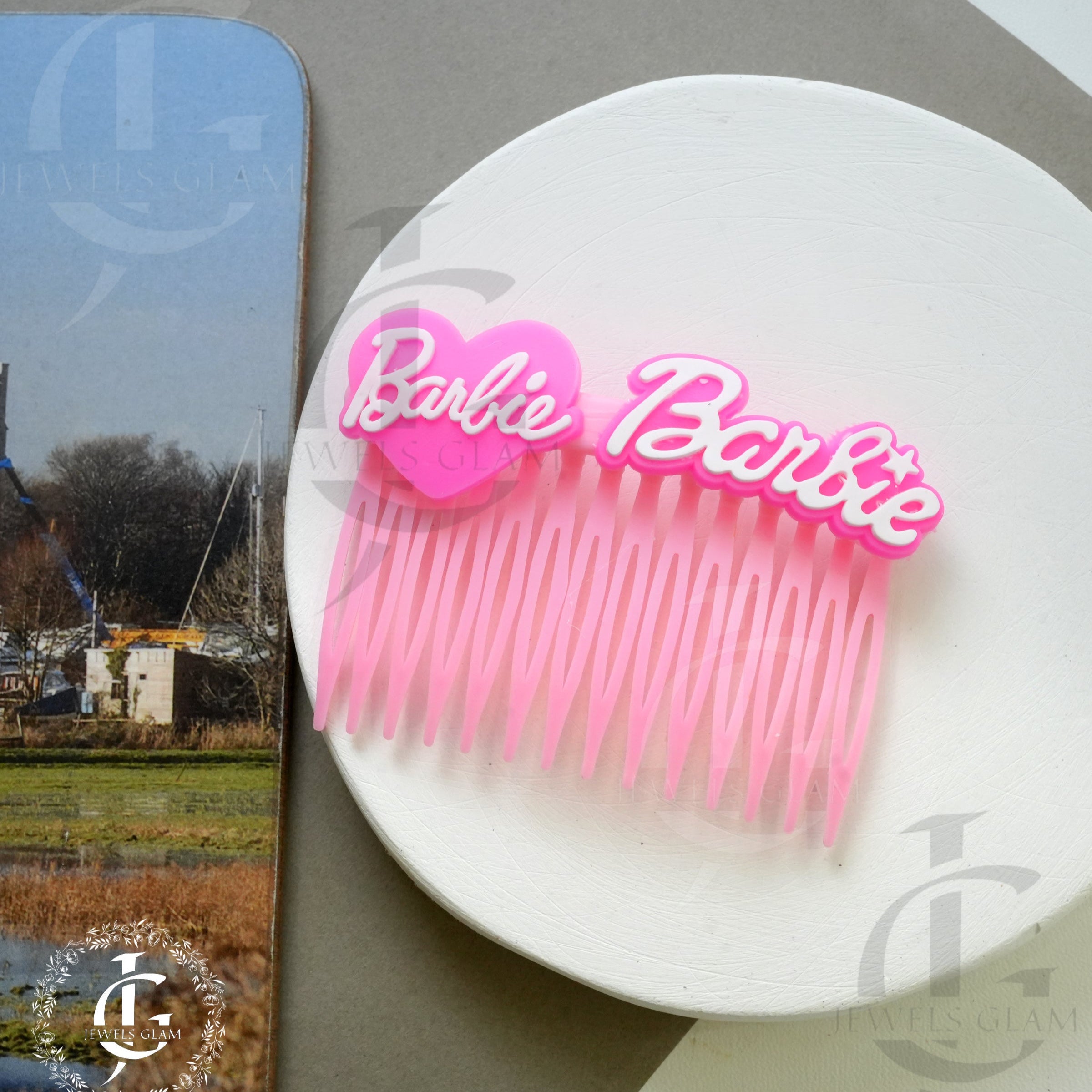 Barbie Pink Hair Comb with Logo Design