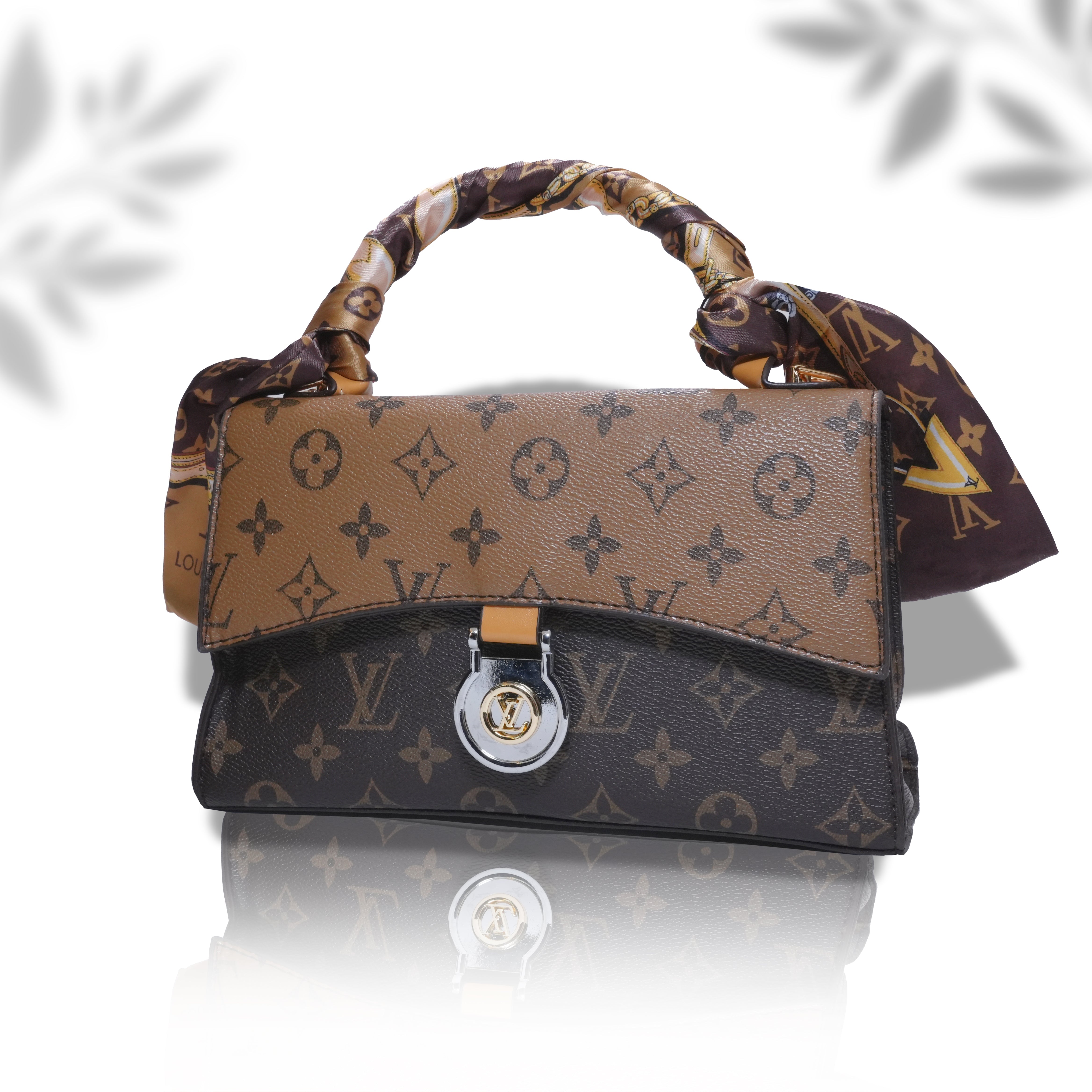 Brown Bag With Printed Silk Strap