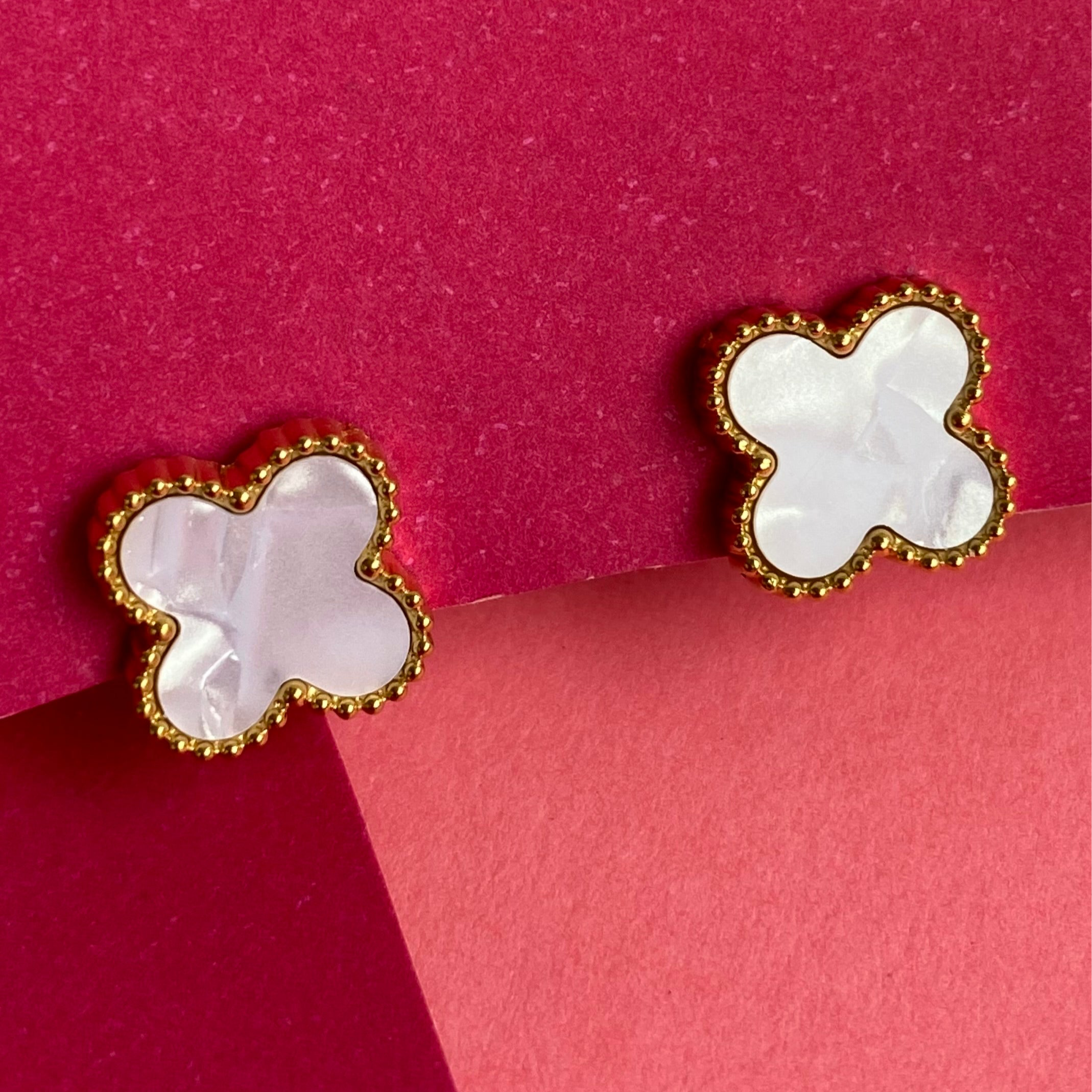 White Clover Stud Earrings