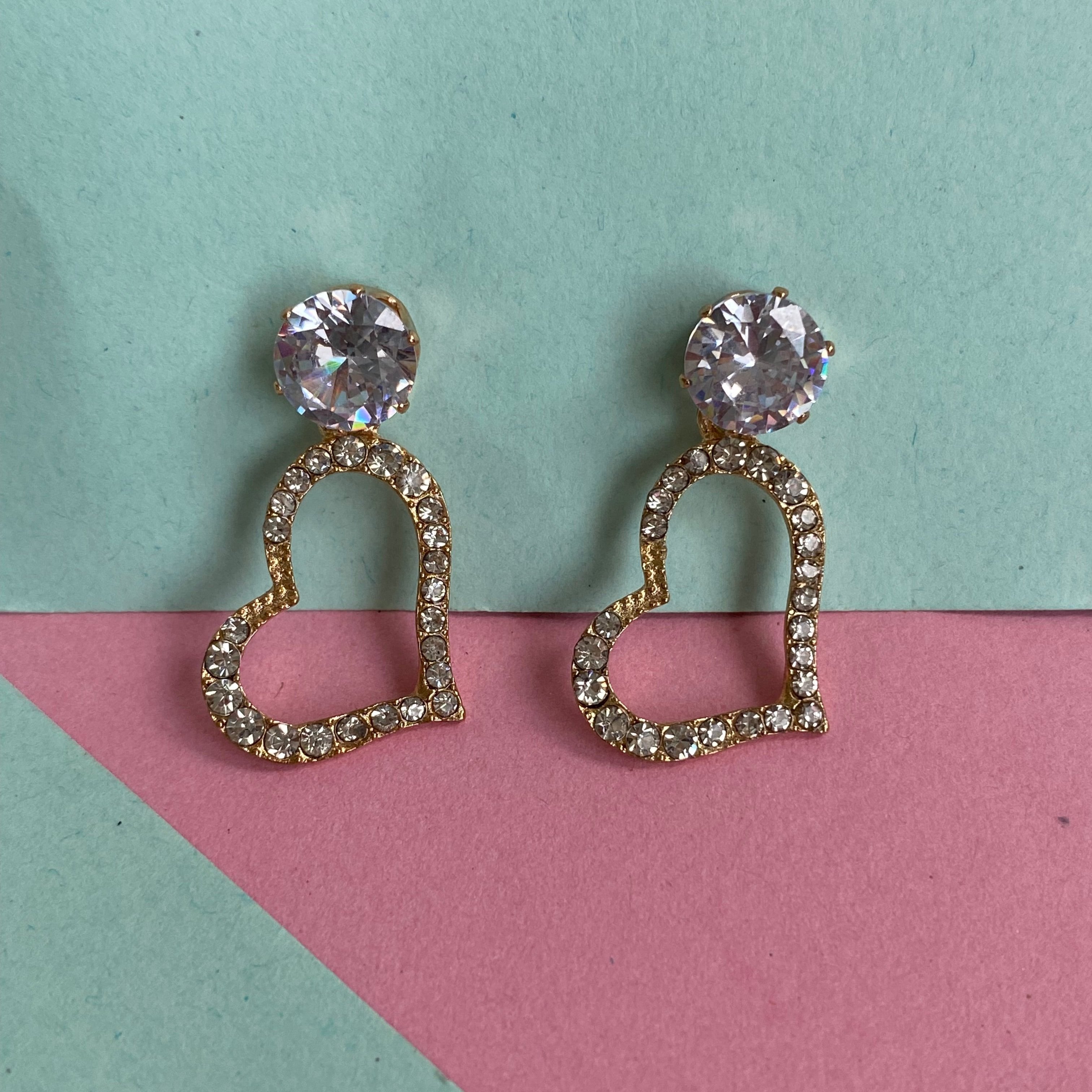 Crystal Heart Dangle Earrings