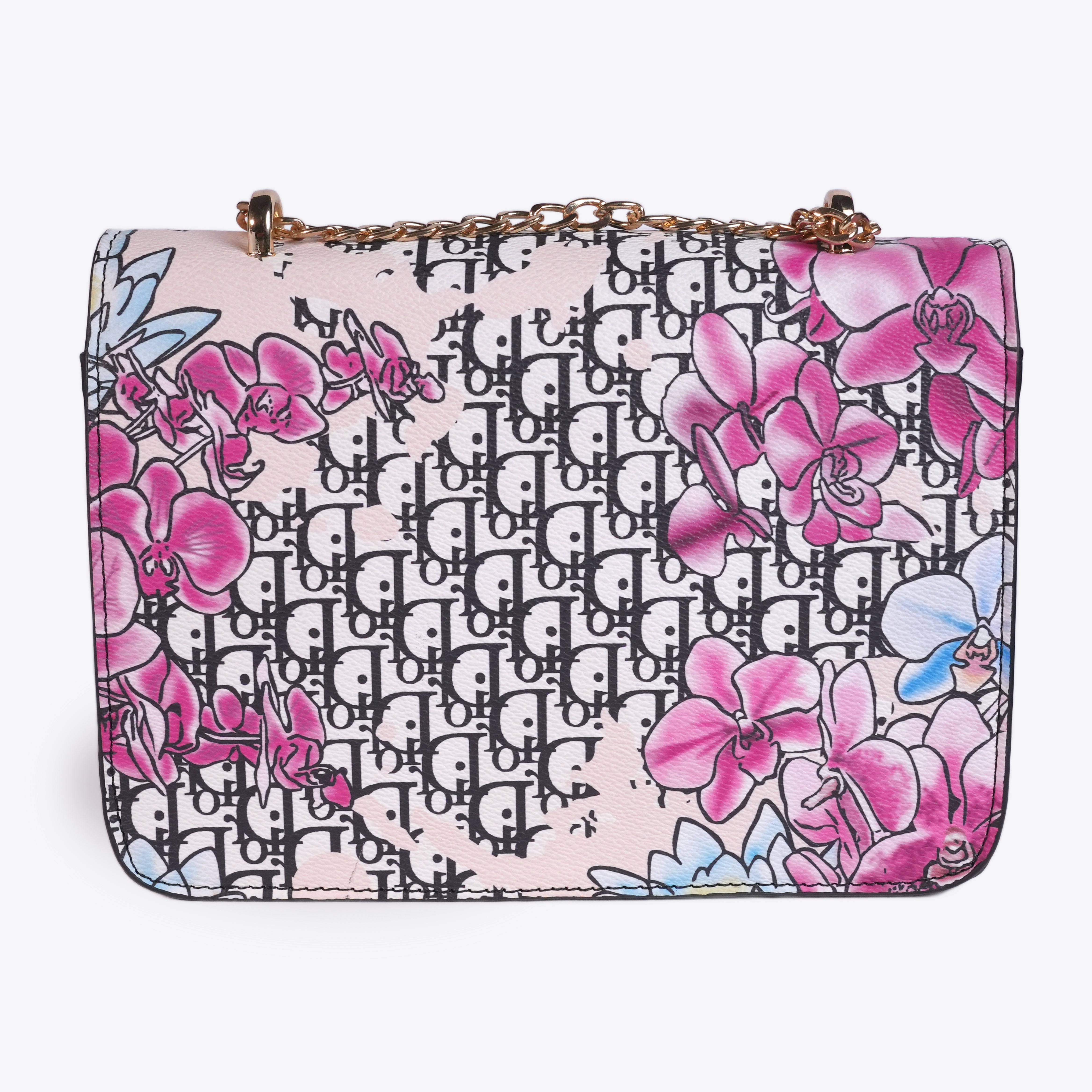 Pink & Black Printed Bag