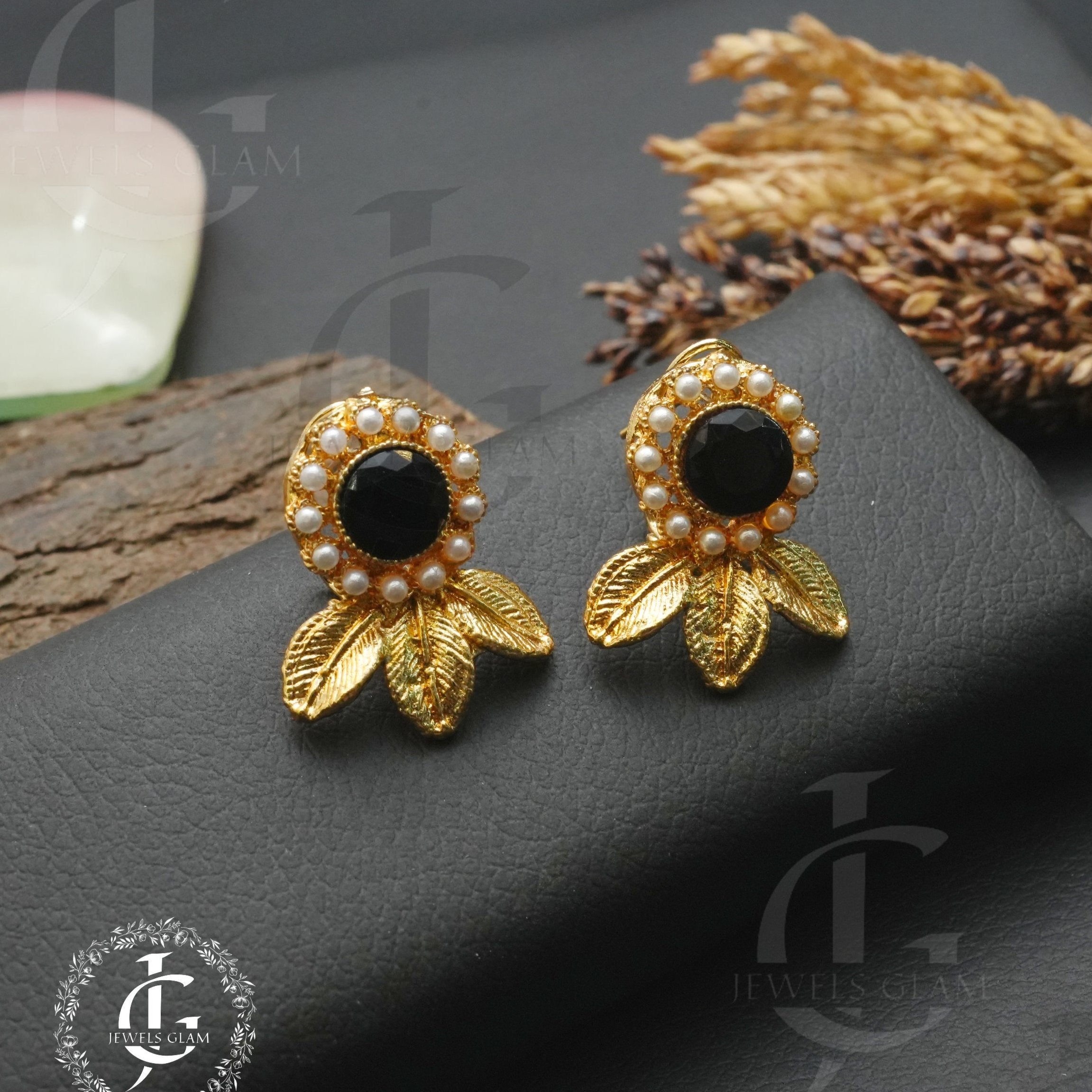 Vintage Black Pearl Blossom Earrings