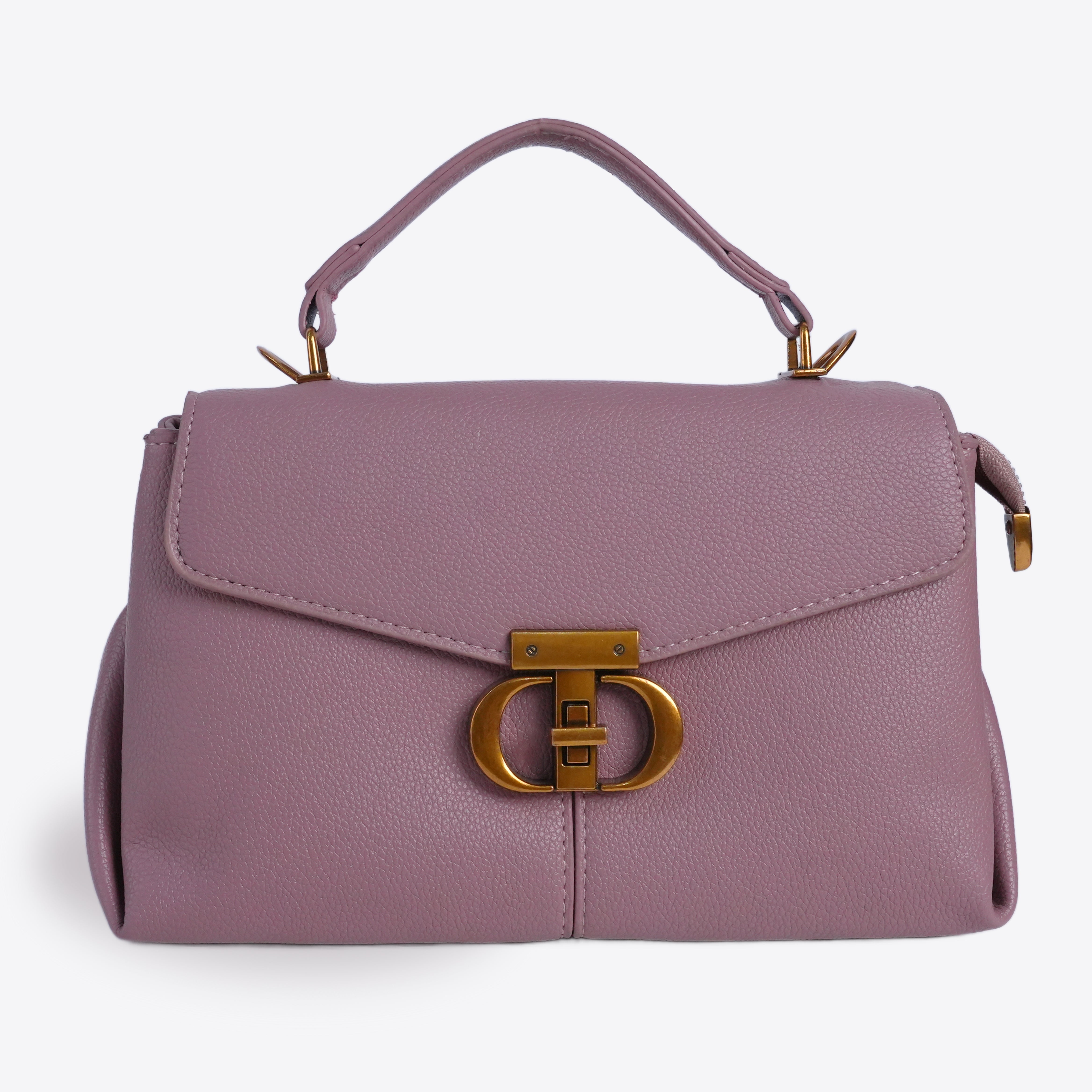 Raspberry Leather Bag With Twist Lock
