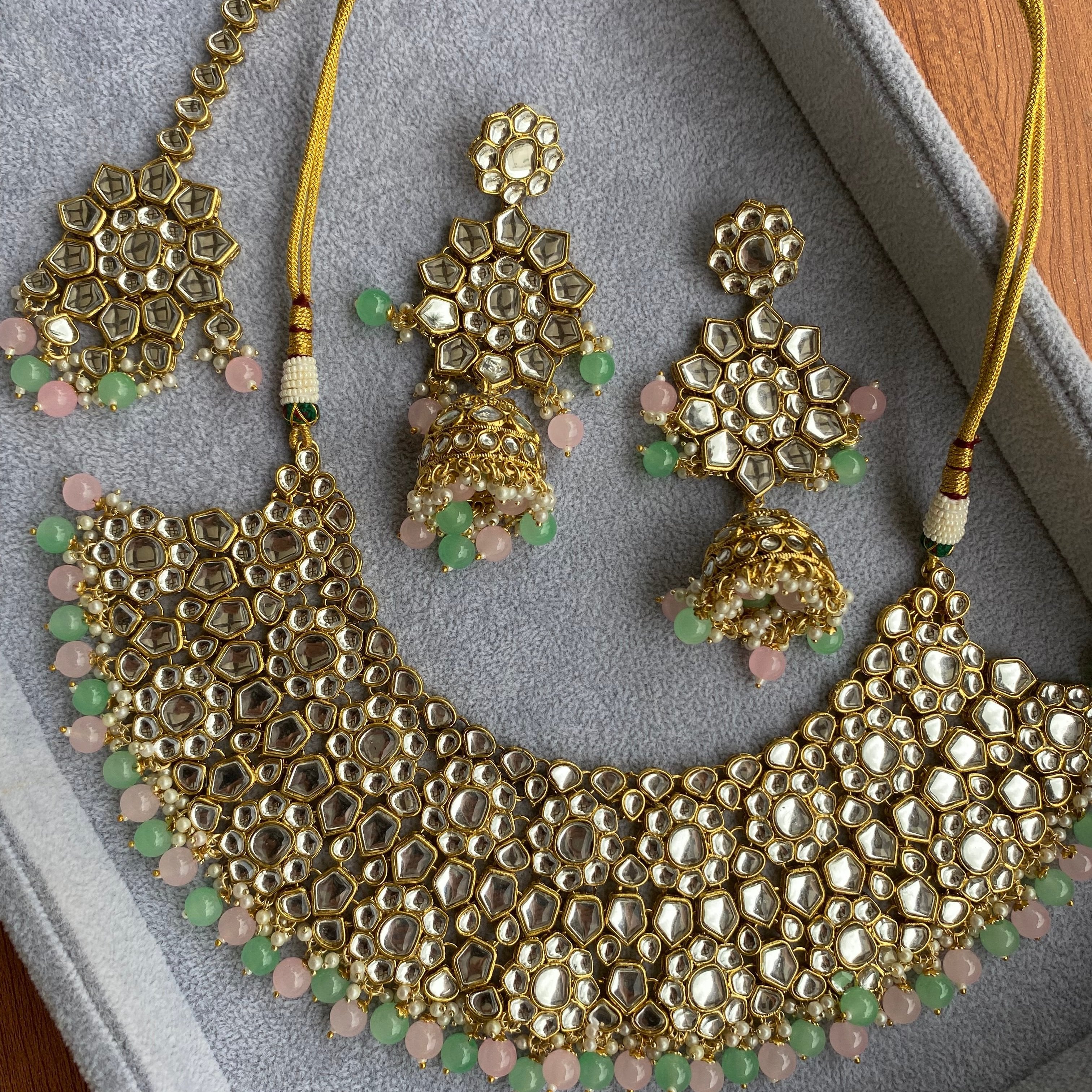 Pastel Charm Kundan Bridal Jewelry Set