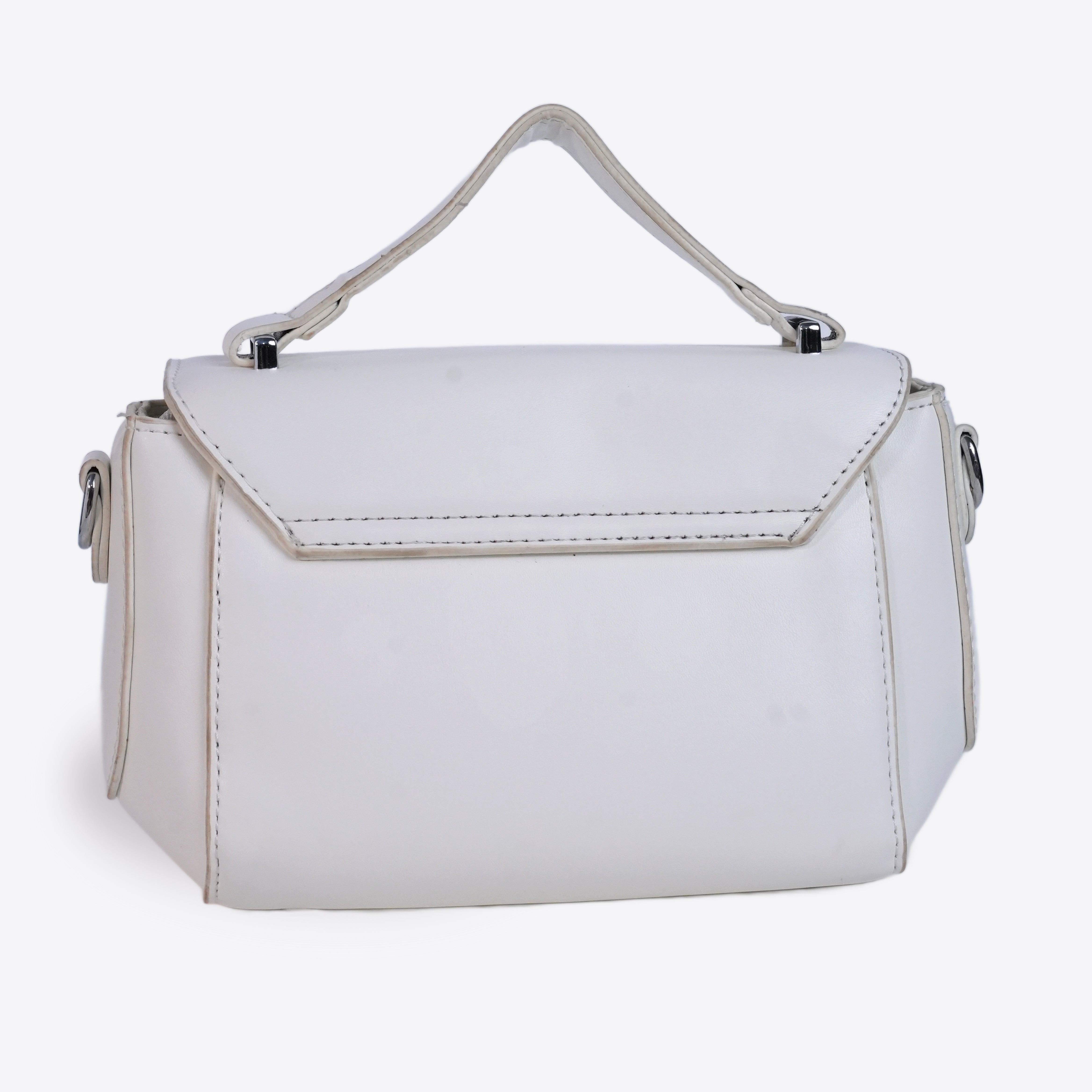 White Leather Bag With Twist Lock