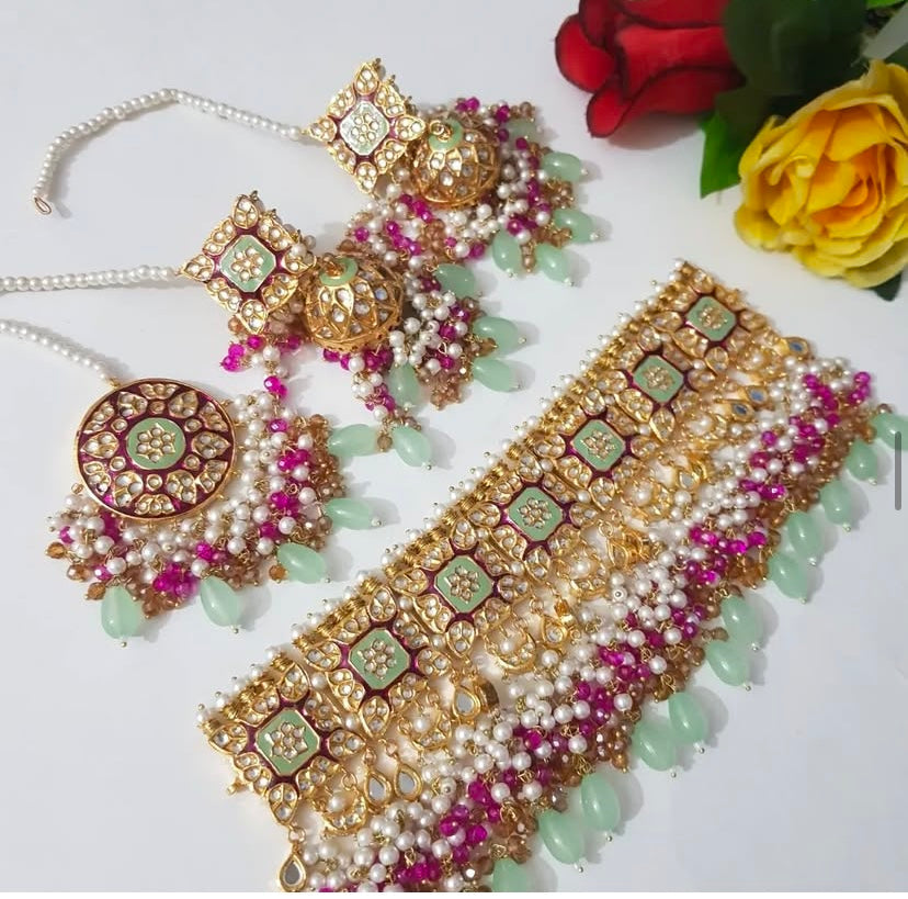 Enchanting Kundan Pearl and Bead Bridal Set
