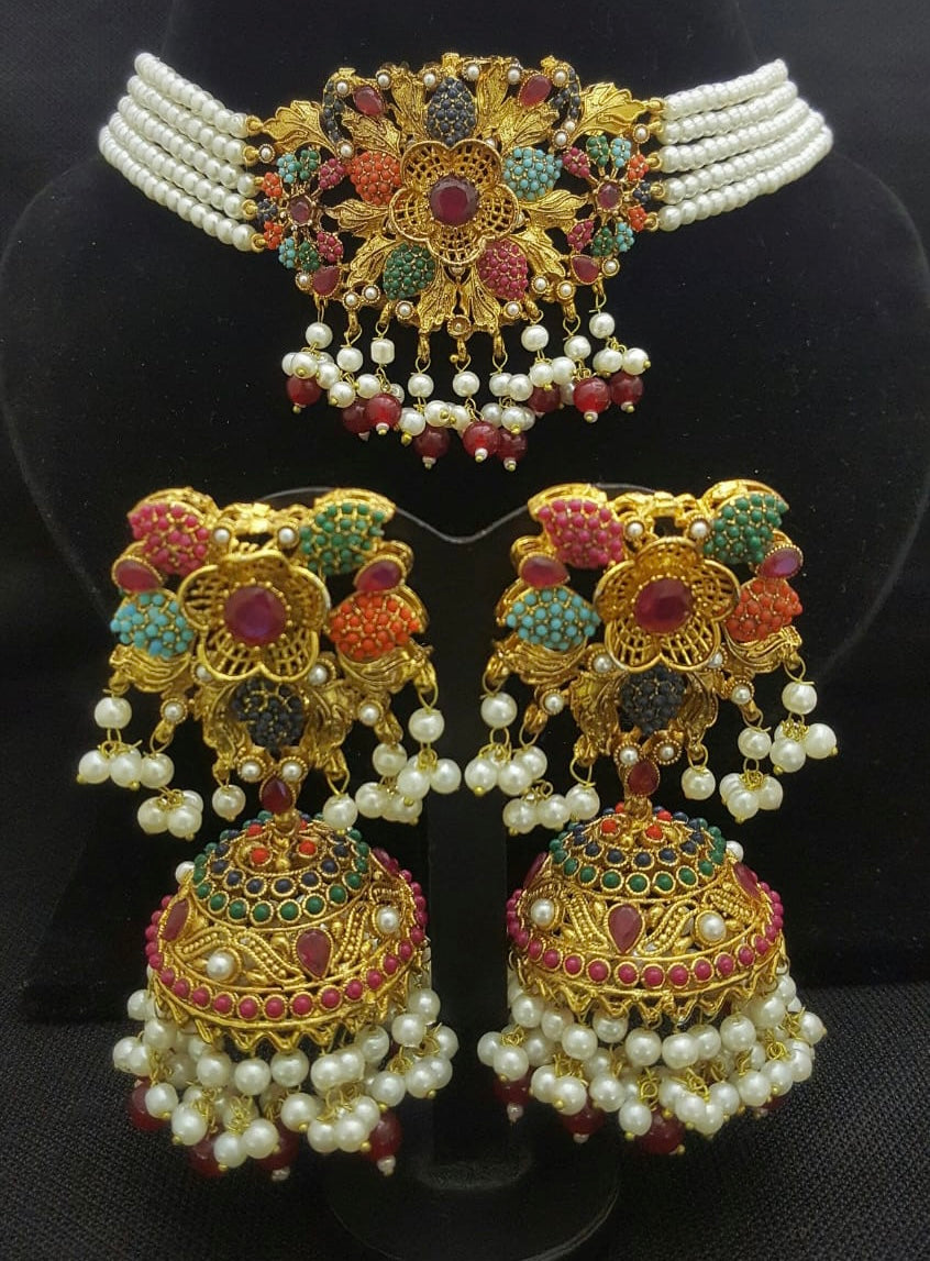 Multi Colored Nauratan Choker Set
