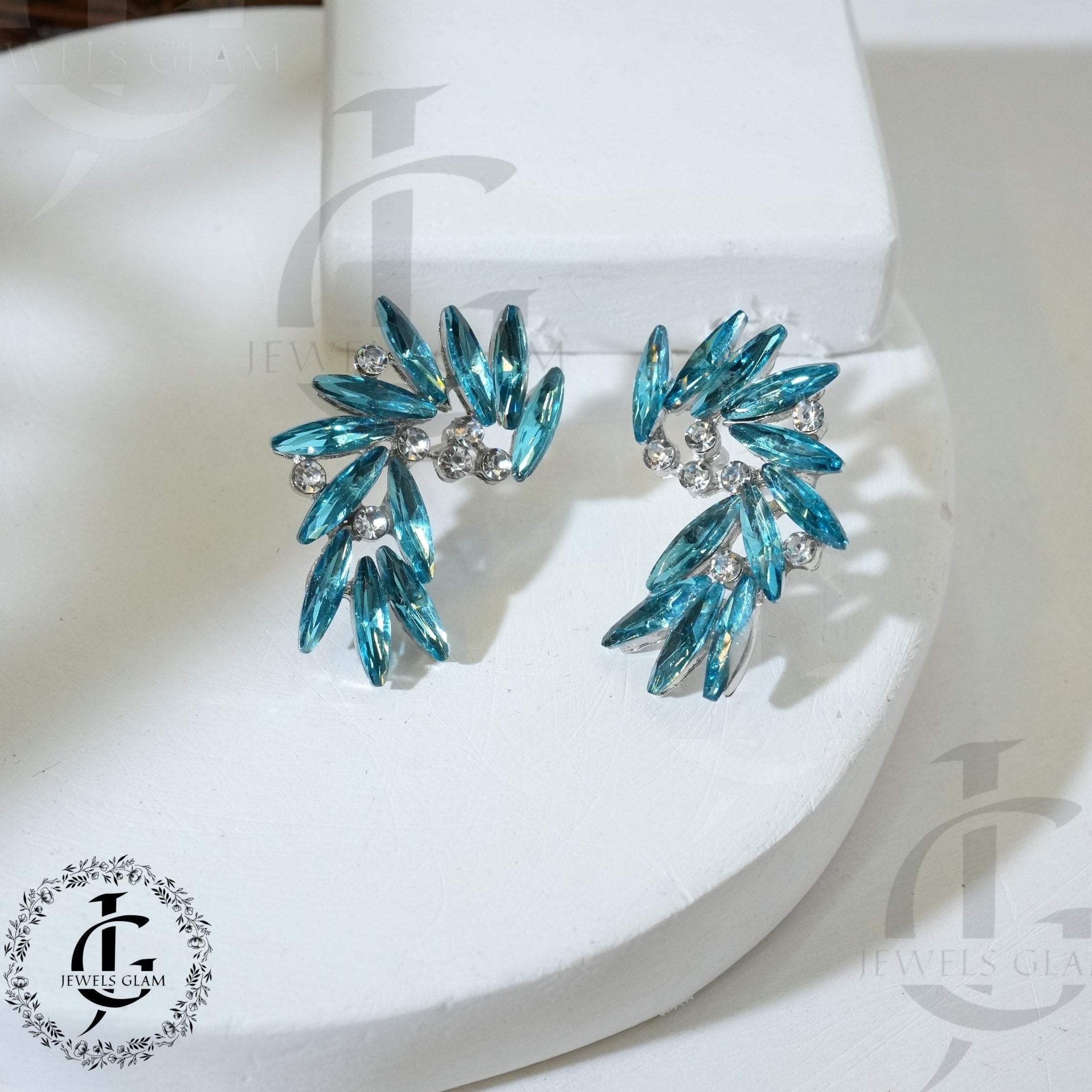 Leaf Crystal Stud Earrings