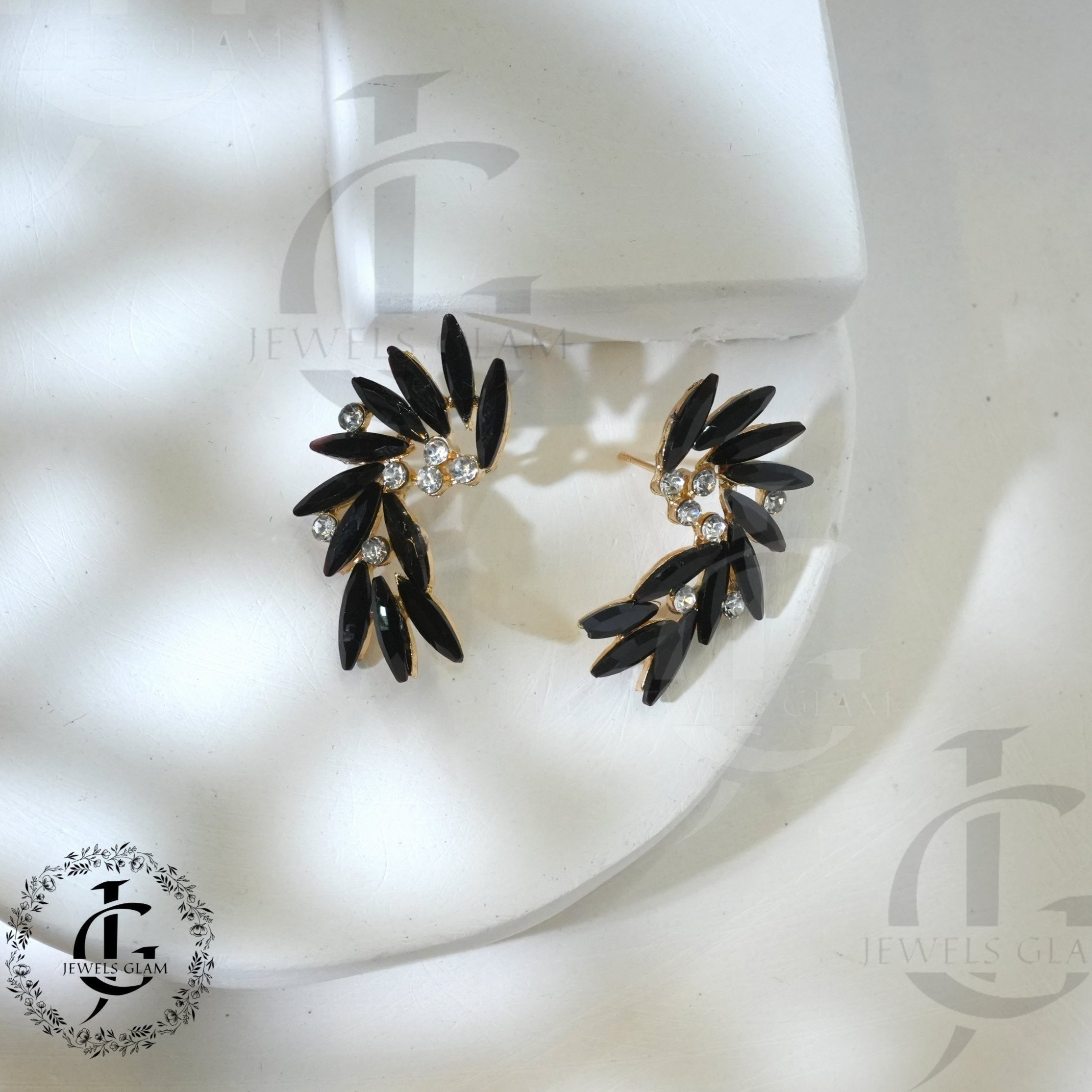 Leaf Crystal Stud Earrings