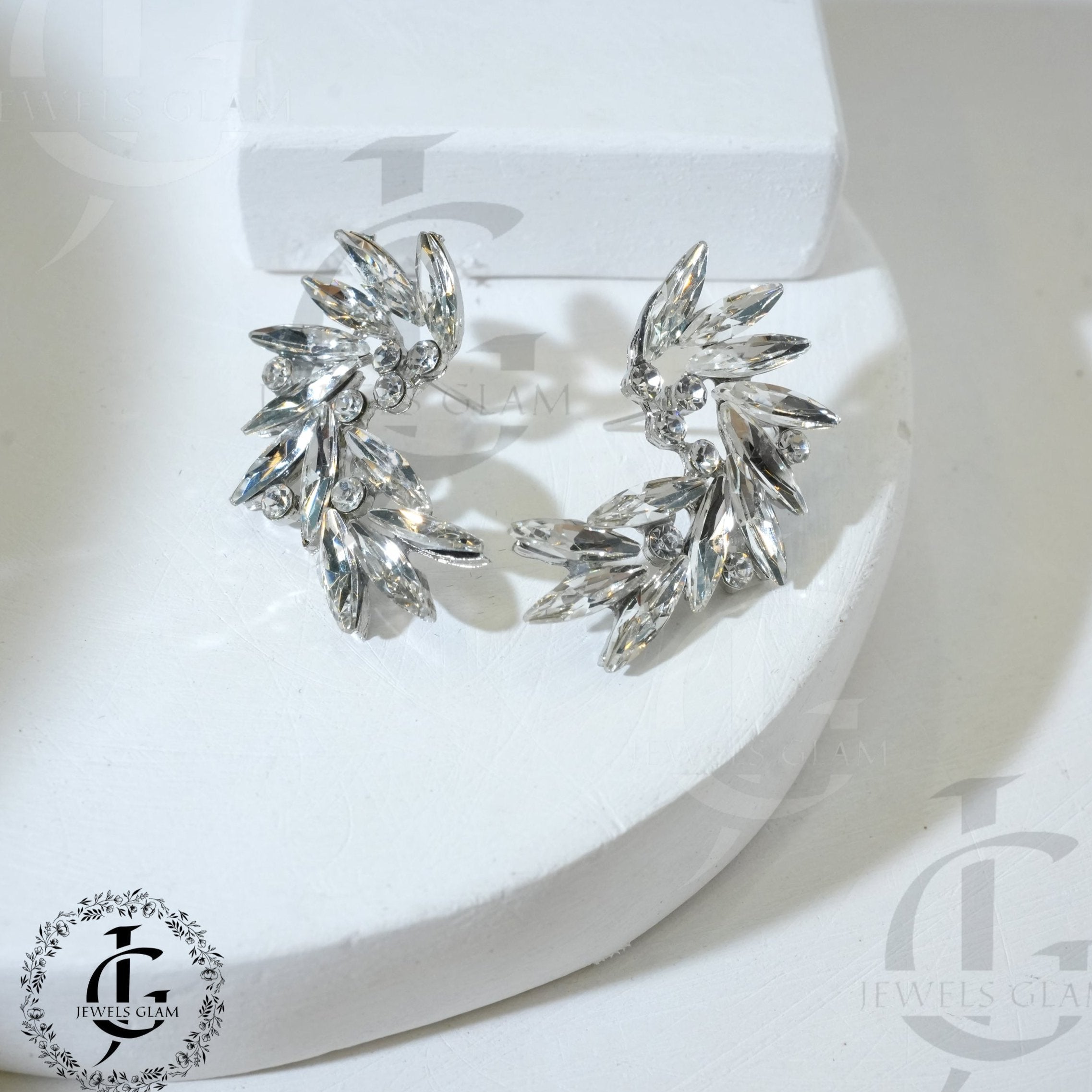 Leaf Crystal Stud Earrings