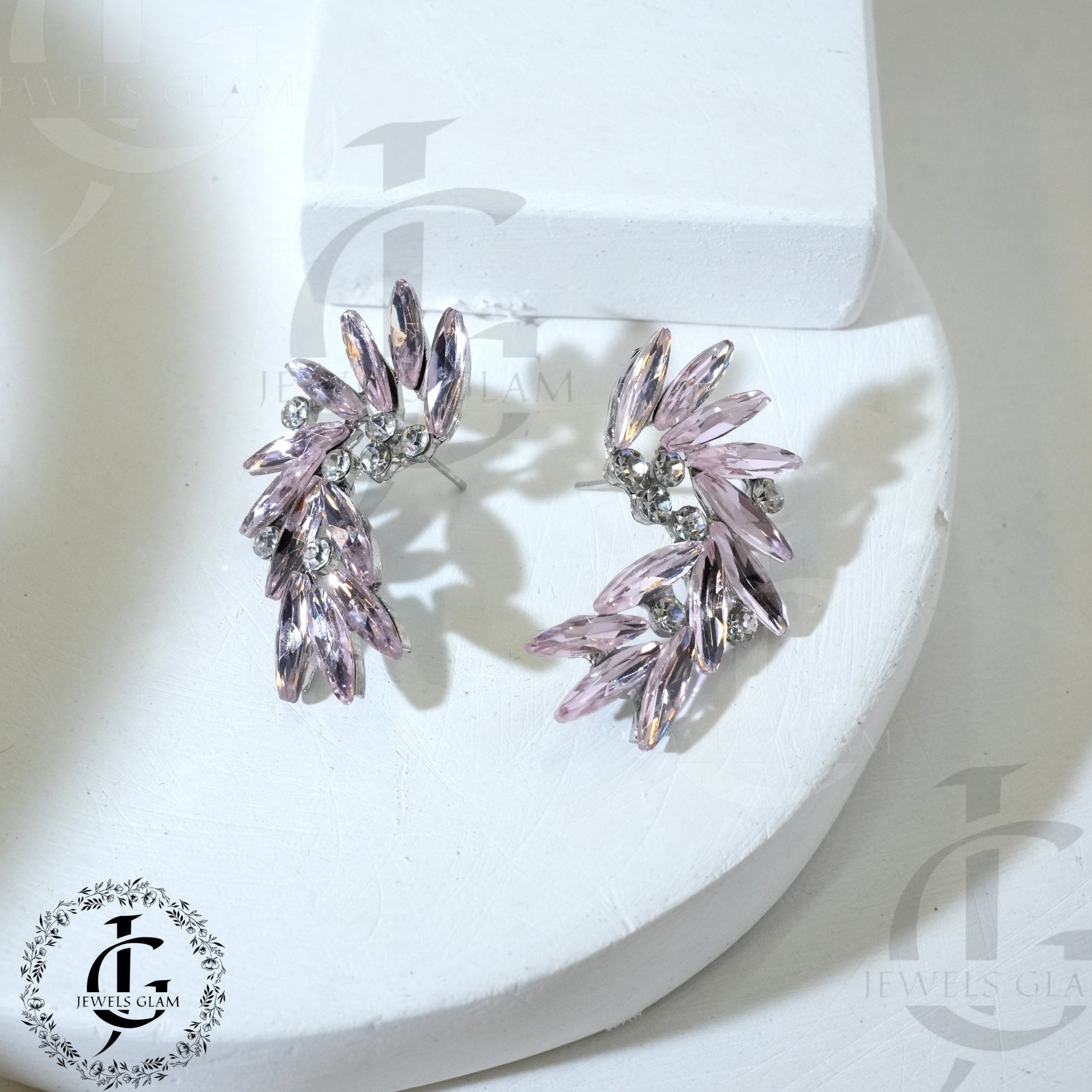 Leaf Crystal Stud Earrings