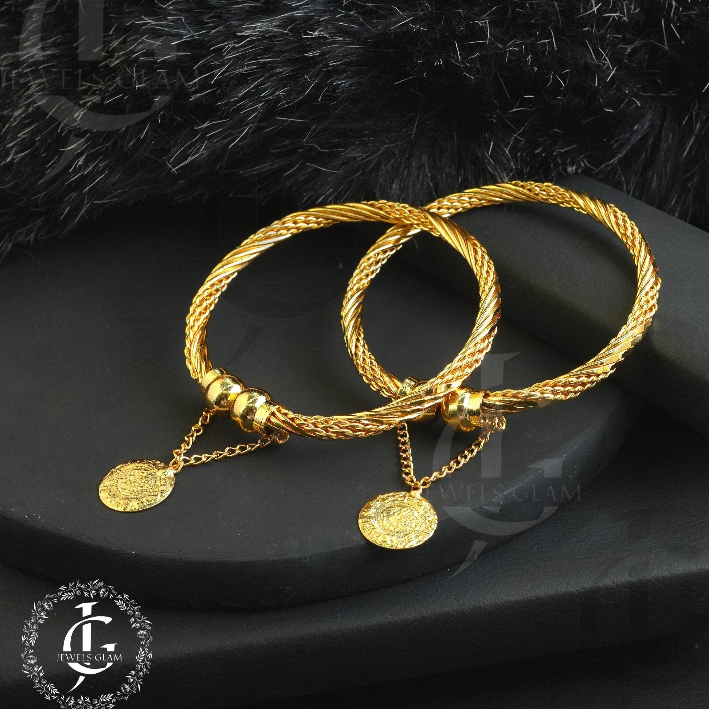 Elegant Gold-Plated Charm Bangles