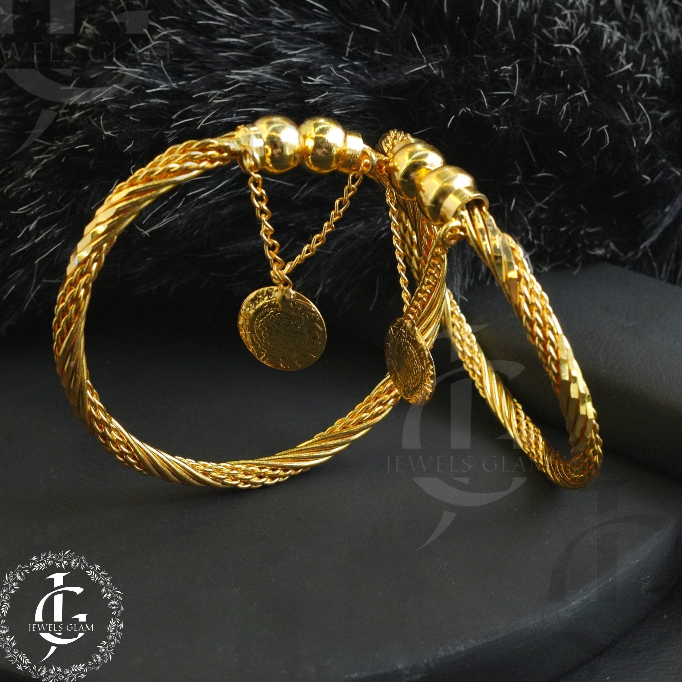Elegant Gold-Plated Charm Bangles