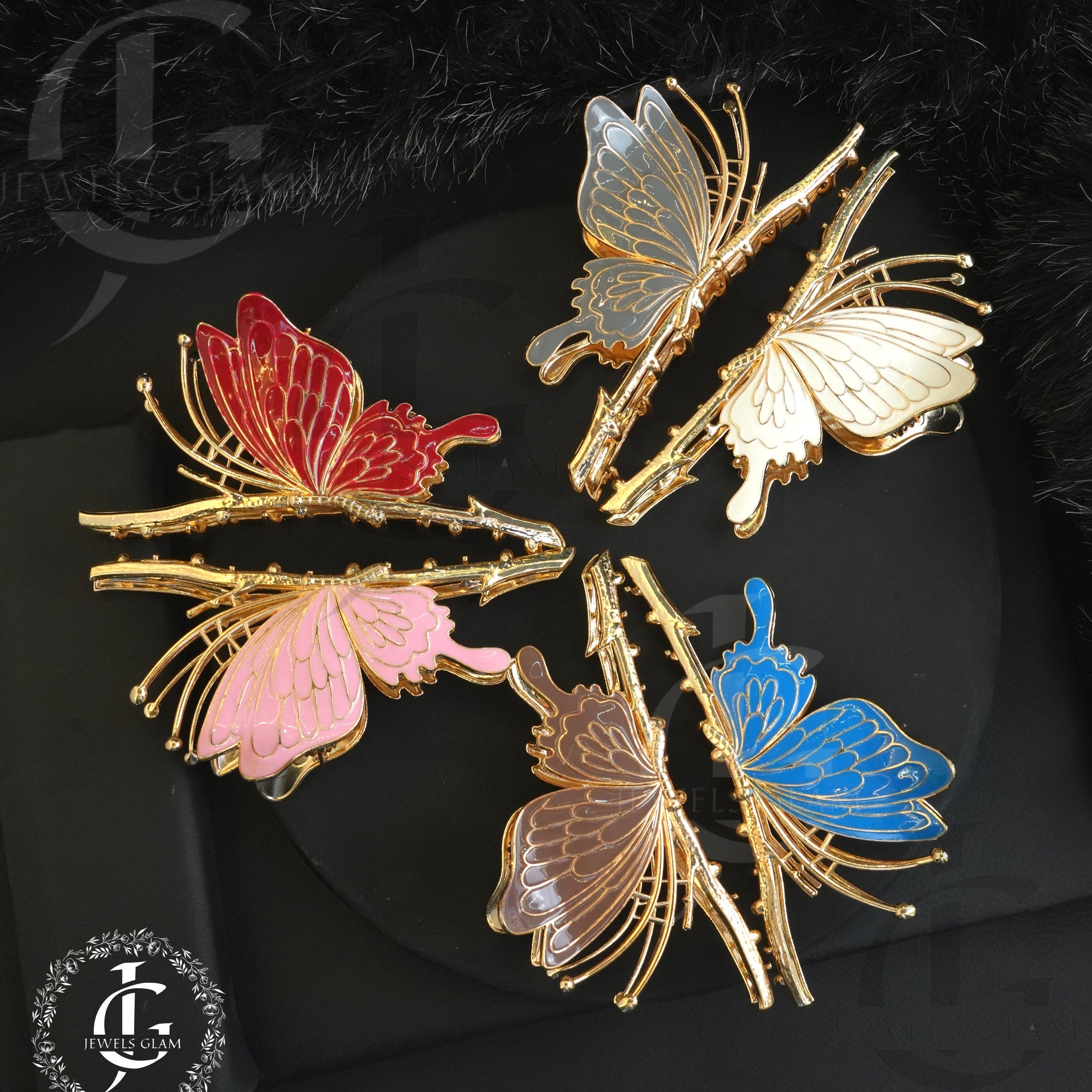 Butterfly Hair Claw Clip with Enamel Finish