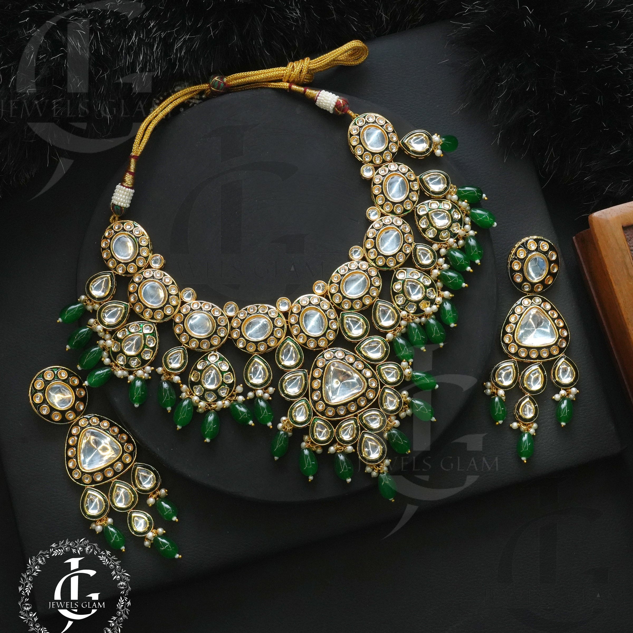 Emerald Majesty Kundan Bridal Jewelry Set