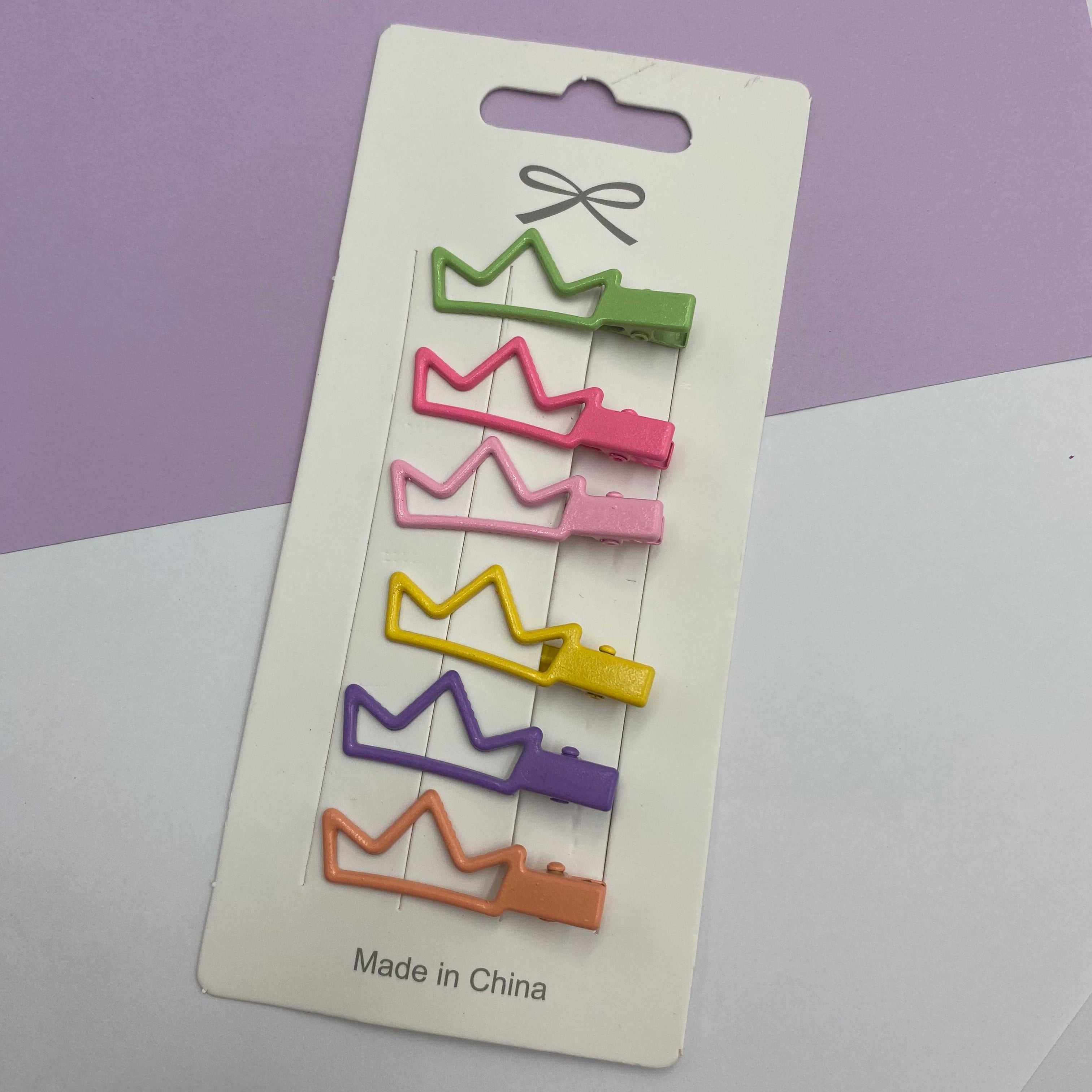 Colorful Crown-Shaped Hair Clips – Set of 6