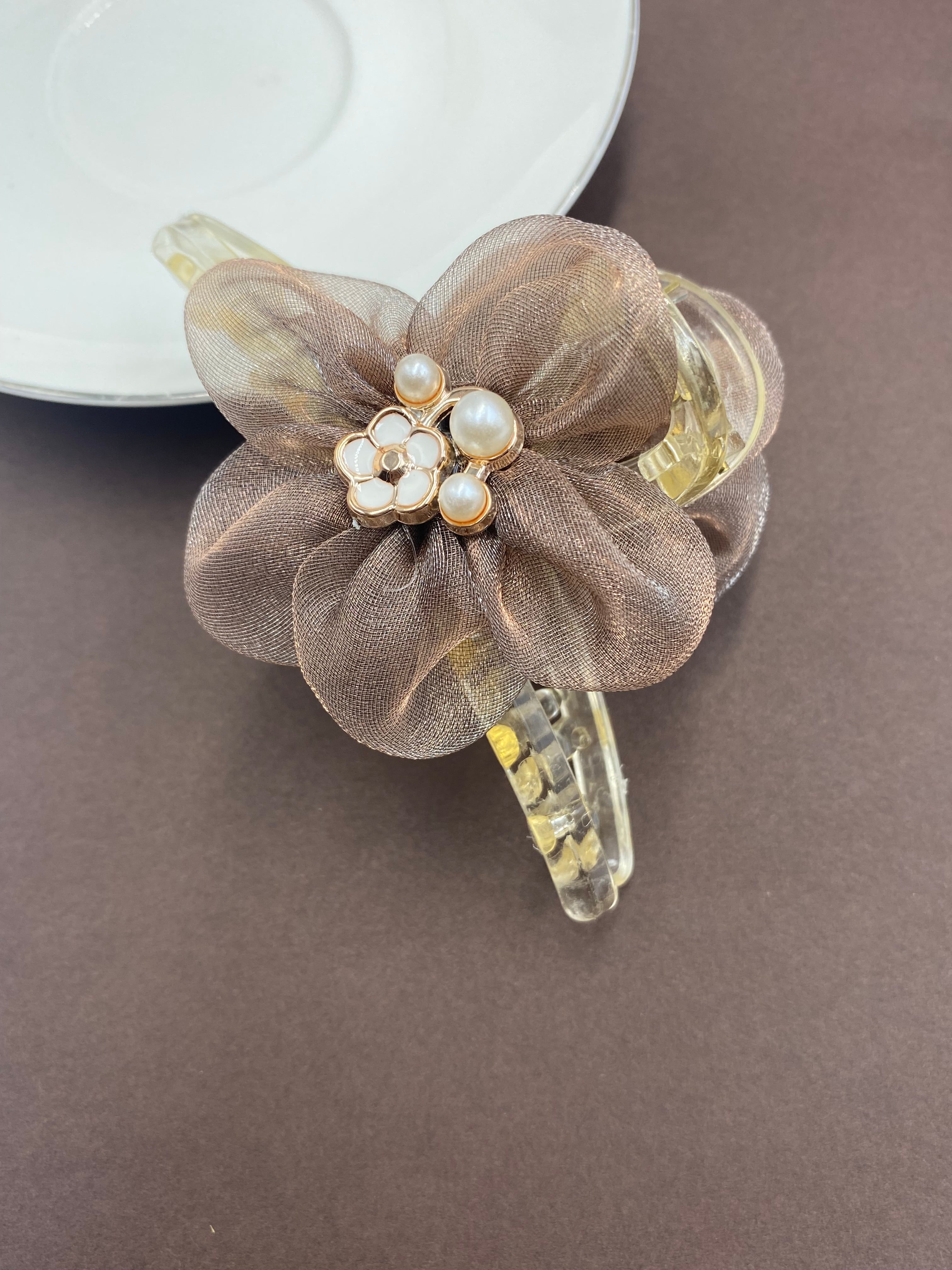Elegant Sheer Flower Hair Claw Clips