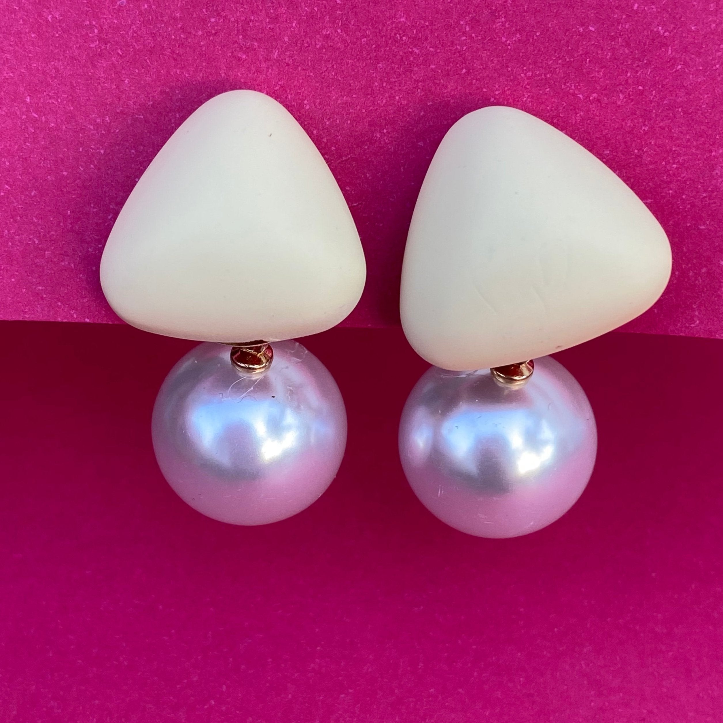 Minimalist Pearl Drop Triangle Earrings