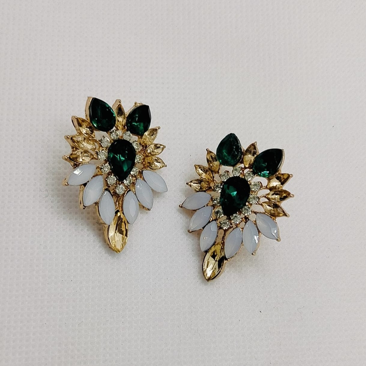 Majestic Emerald Bloom Stud Earrings
