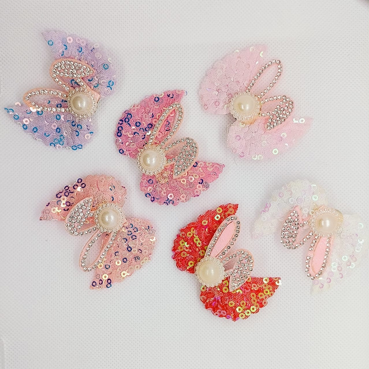 Glitter Sequin Bunny Ear Hair Clips (Pair)