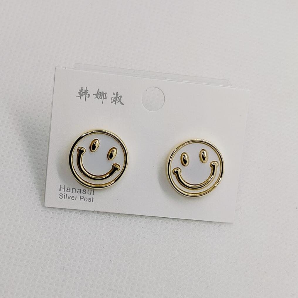 White Smiley Stud Earring