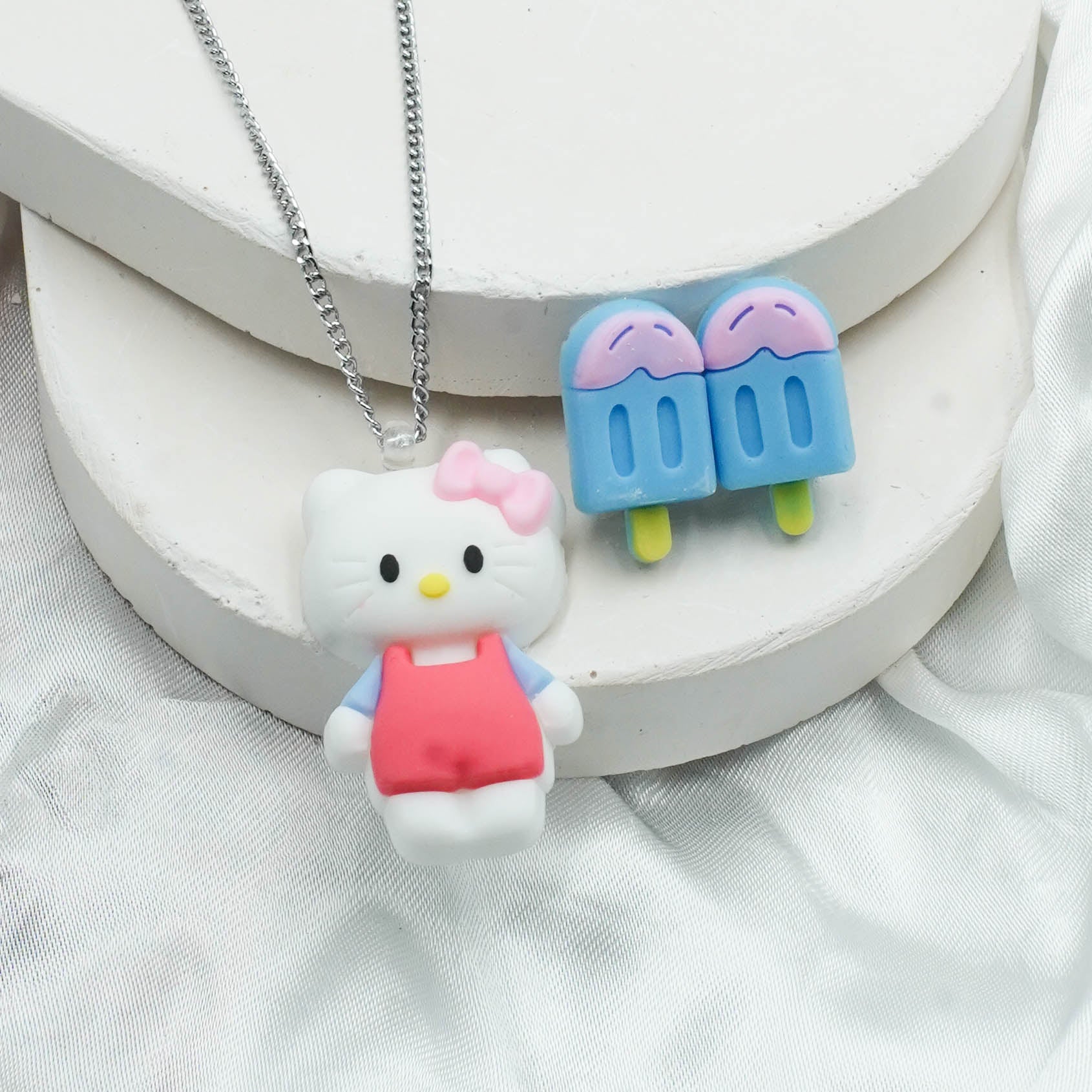 Adorable Kitty & Popsicle Jewelry Set for Girls