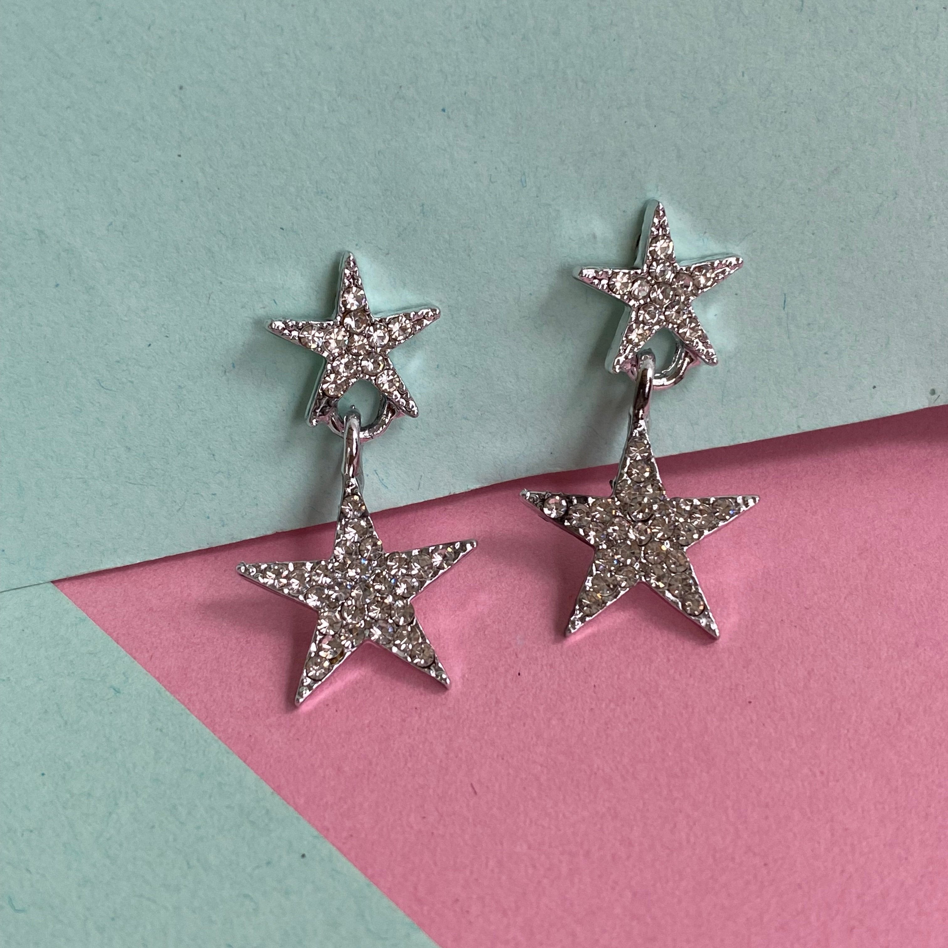 Stellar Sparkle Double Star Earrings
