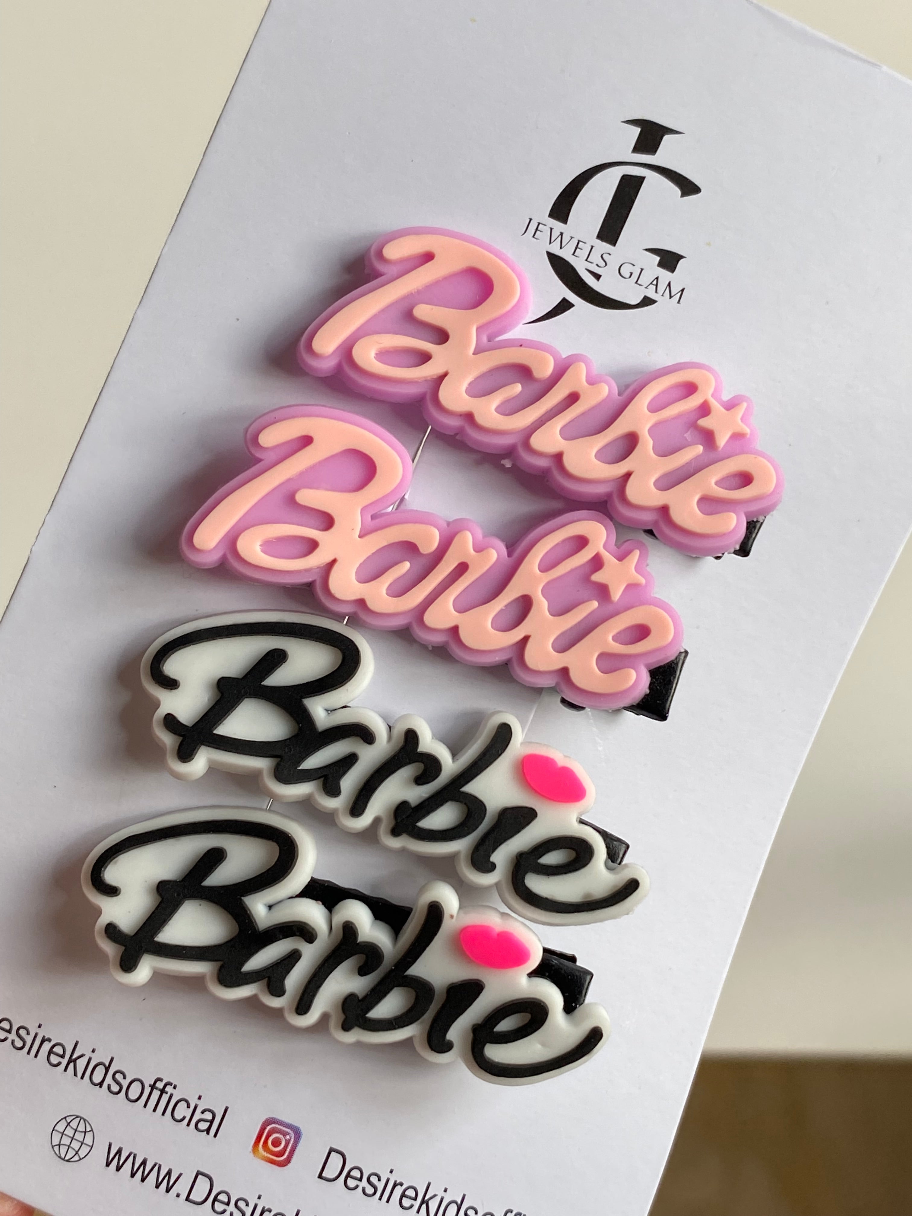 Barbie Logo Hair Clip Set – Multicolor Collection