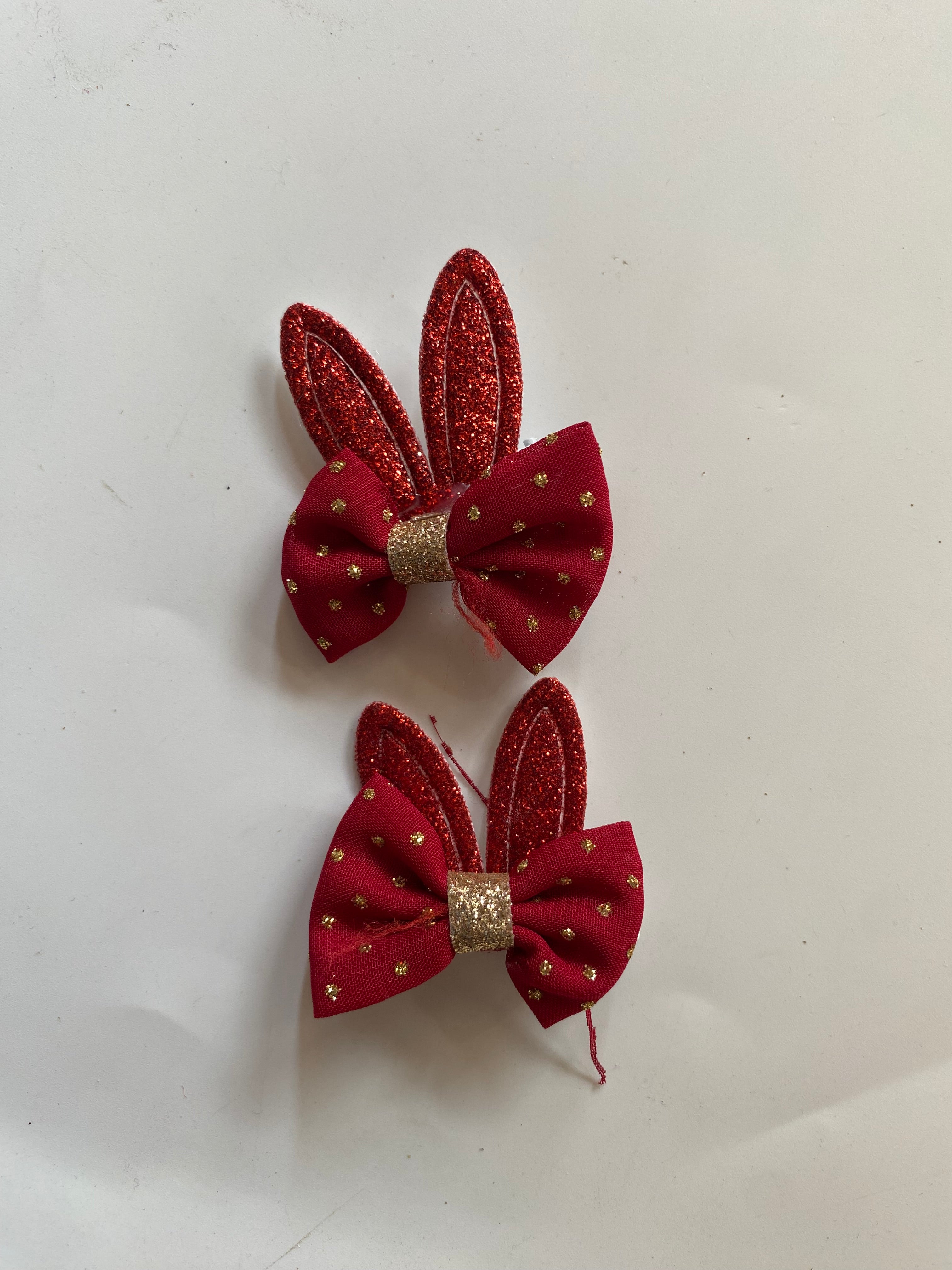 Glitter Bow and Bunny Ear Hair Clips (Pair)