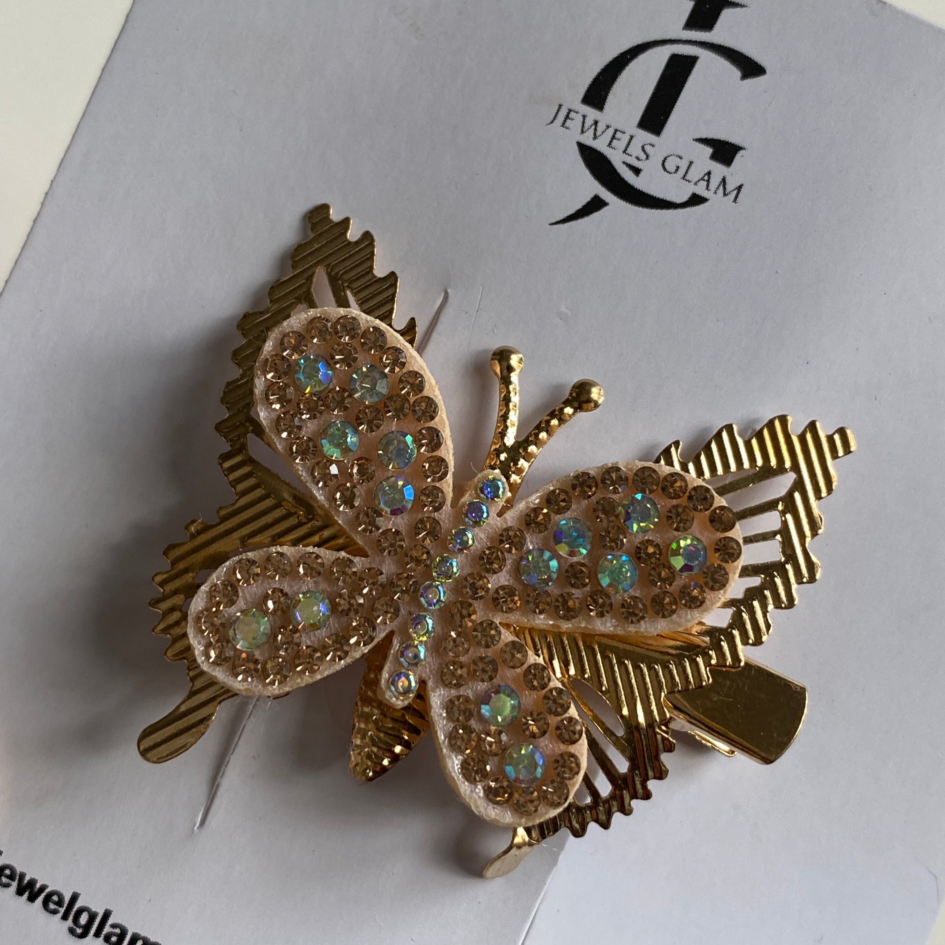 Sparkling Gold Butterfly Hair Clip