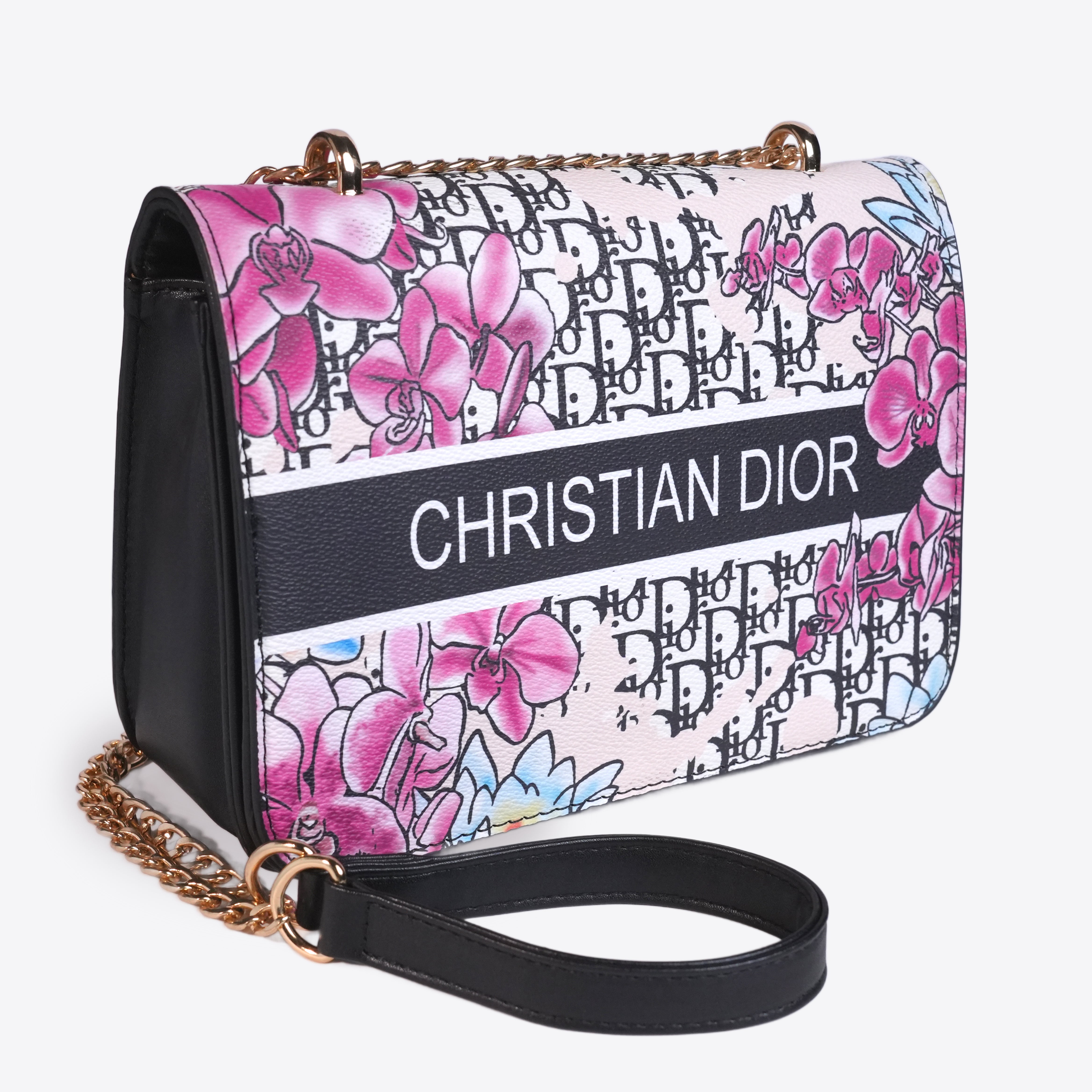Pink & Black Printed Bag