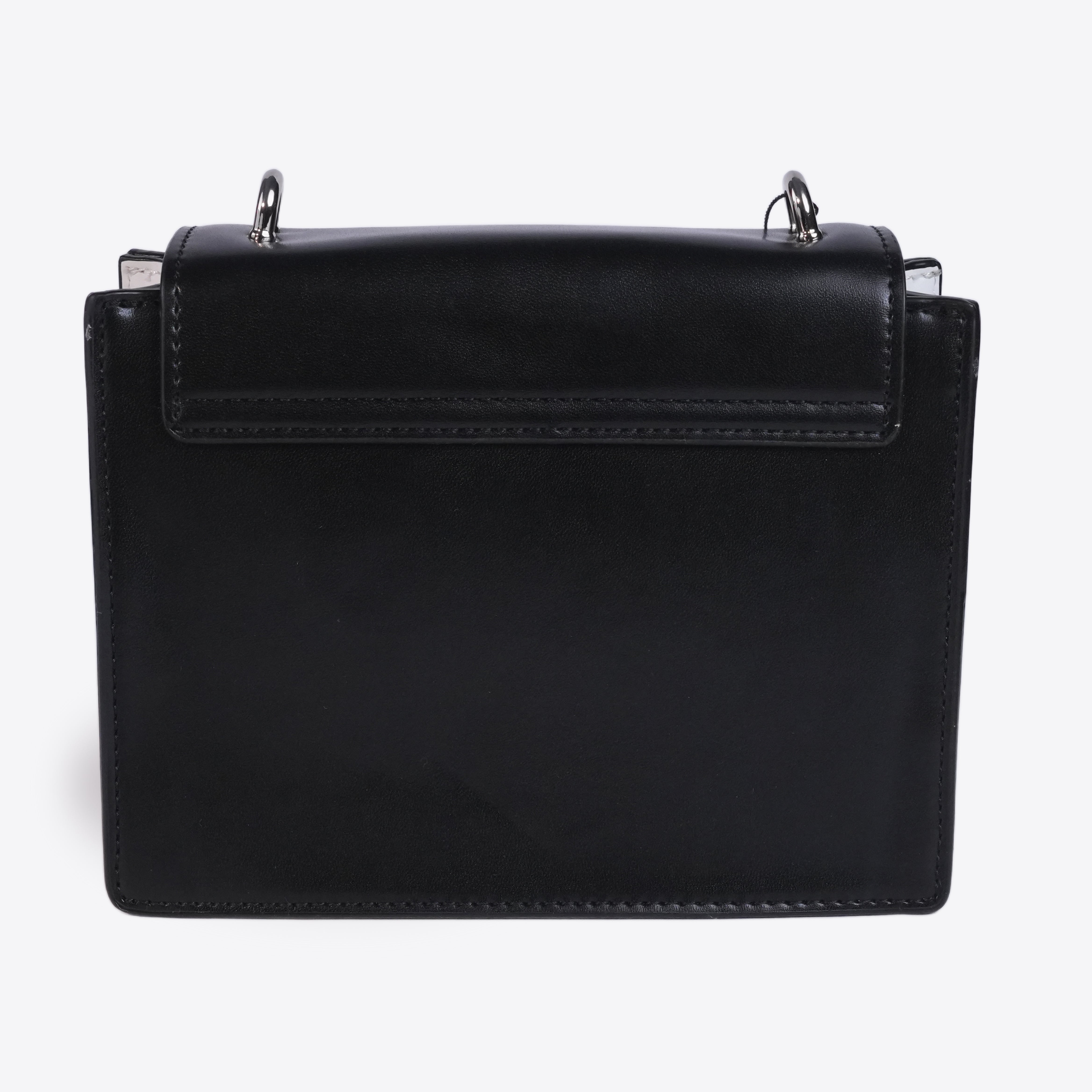 Black & White Leather Bag With Long Strap