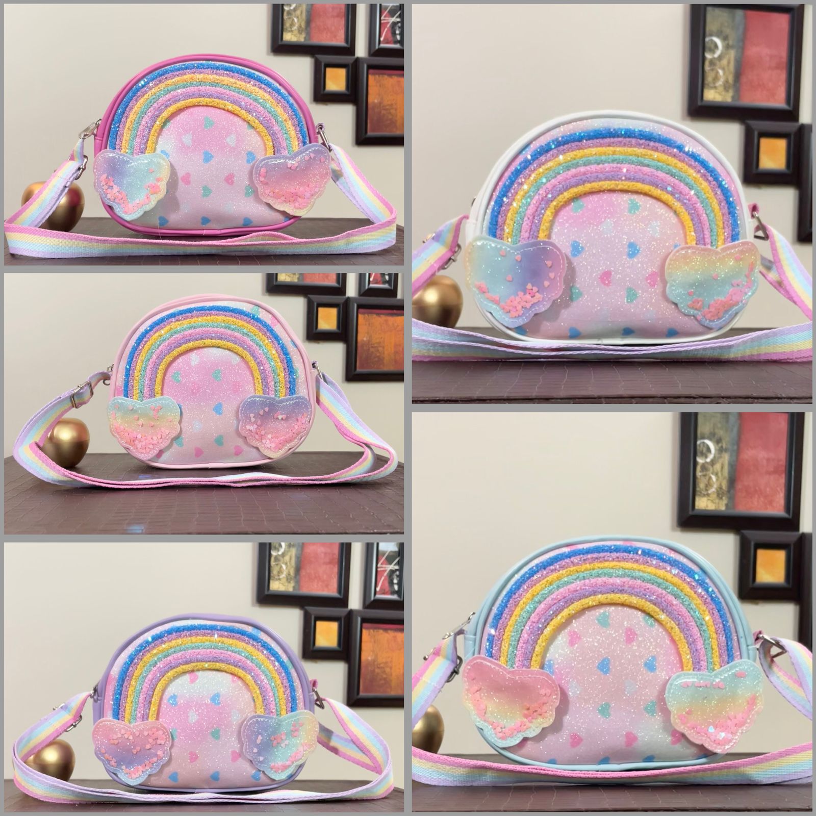 Little Girl Sparkling Rainbow Crossbody Shoulder Bag