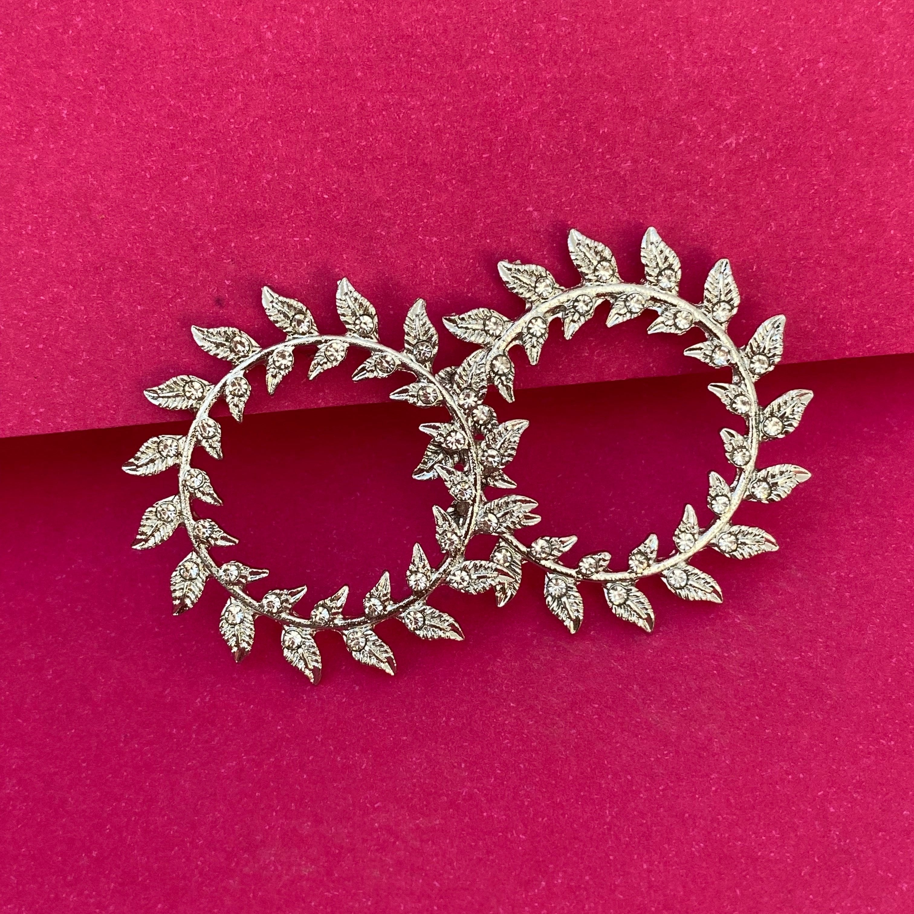 Silver Laurel Wreath Hoop Earrings