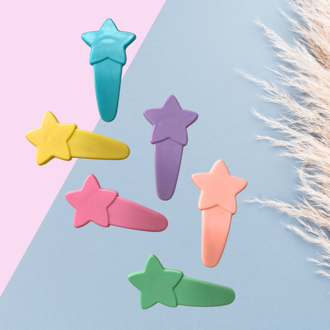 Colorful Star Hair Snap Clips Set