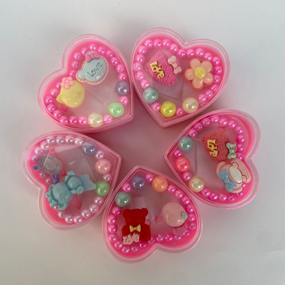 Heart-Shaped Bracelet & Rings Gift Set for Kids