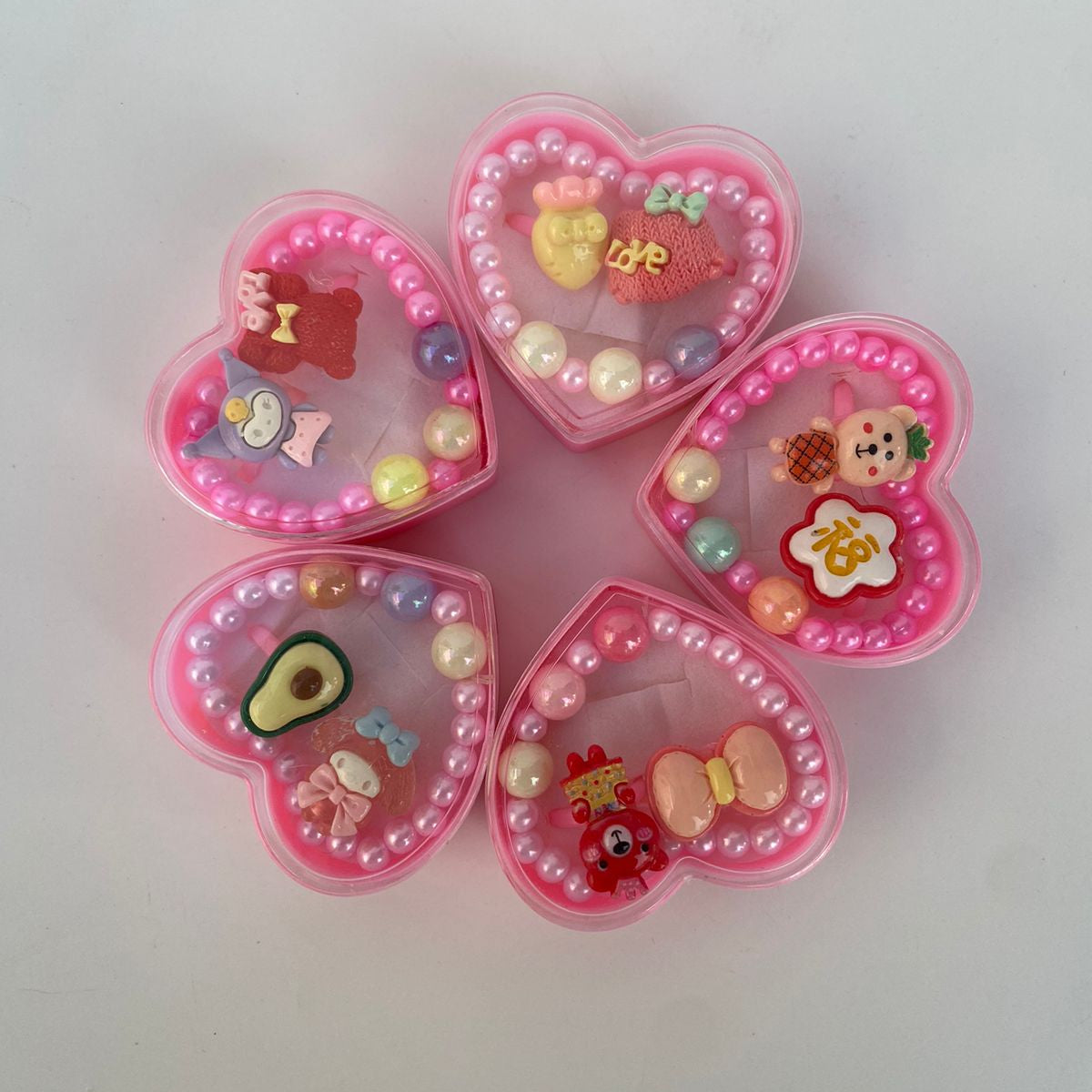 Heart-Themed Kids' Bracelet & Ring Gift Set