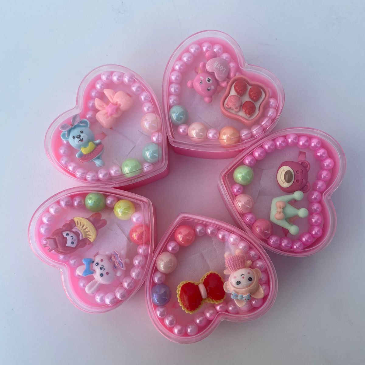 Adorable Heart-Shaped Bracelet & Rings Set for Kids