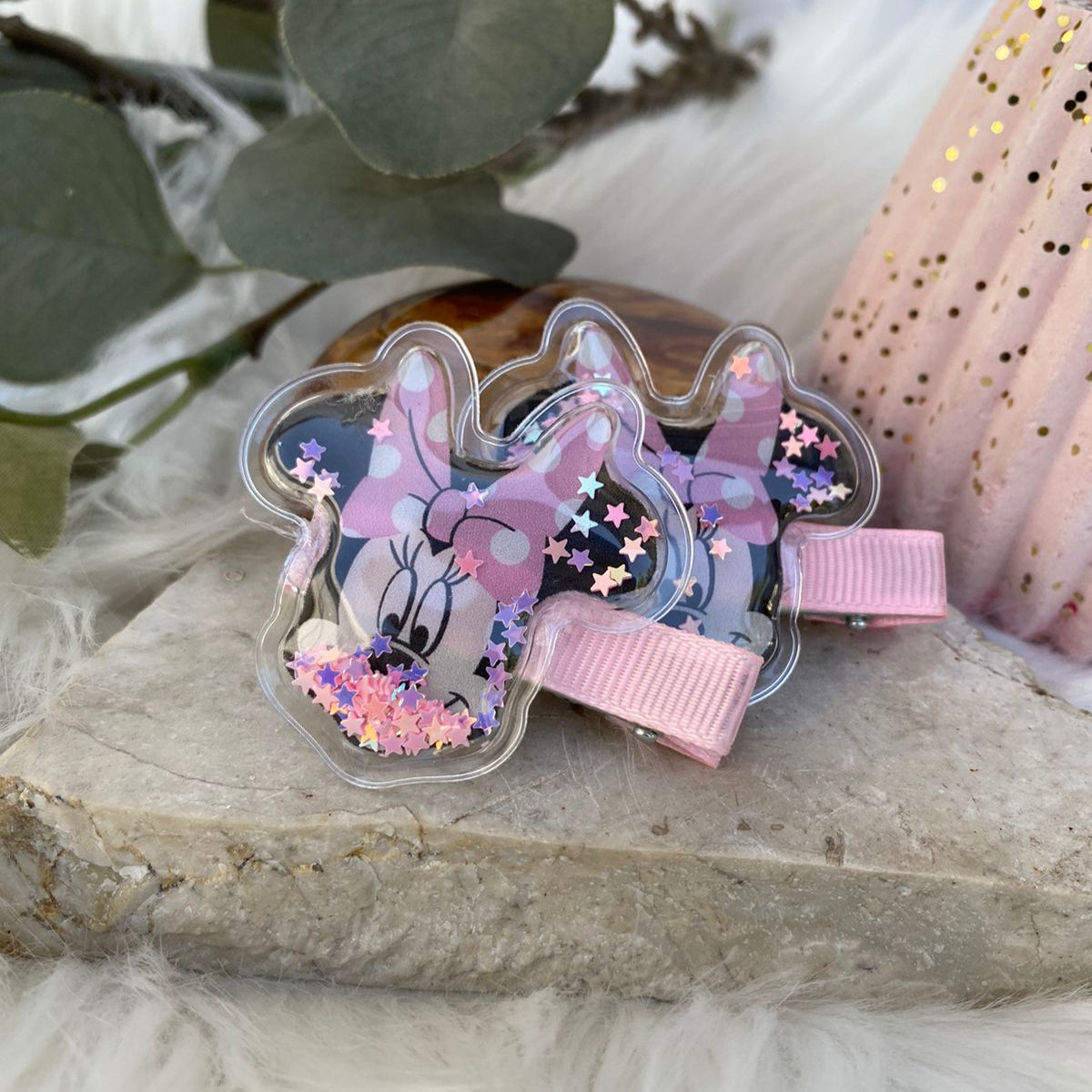 Glittery Mickey Mouse Hair Clips