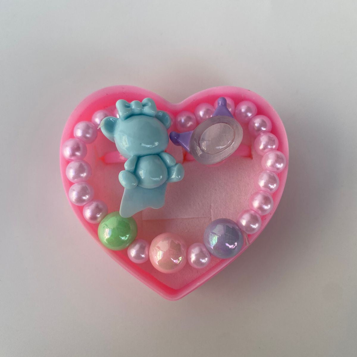 Heart-Shaped Bracelet & Rings Gift Set for Kids