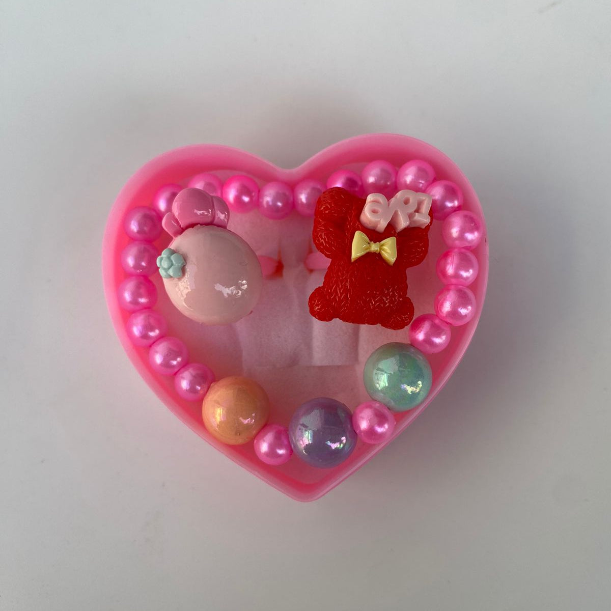 Heart-Shaped Bracelet & Rings Gift Set for Kids