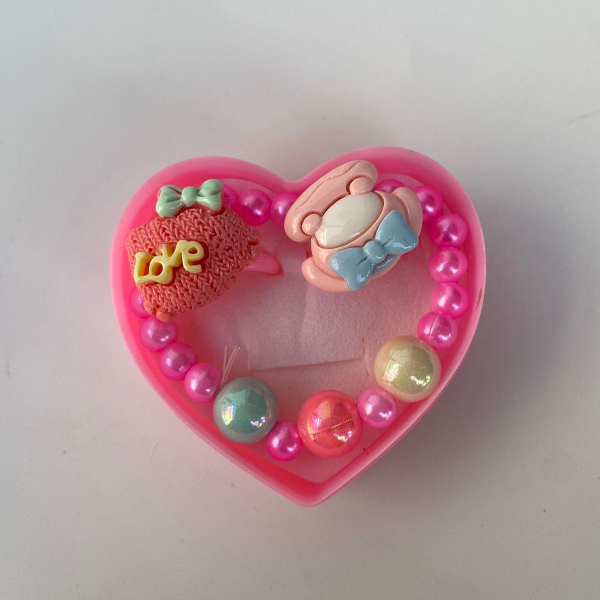 Heart-Shaped Bracelet & Rings Gift Set for Kids