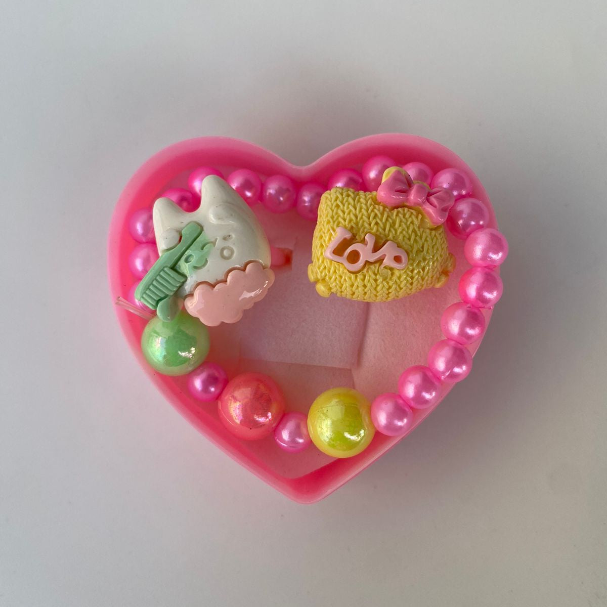 Heart-Shaped Kids' Bracelet & Rings Gift Box