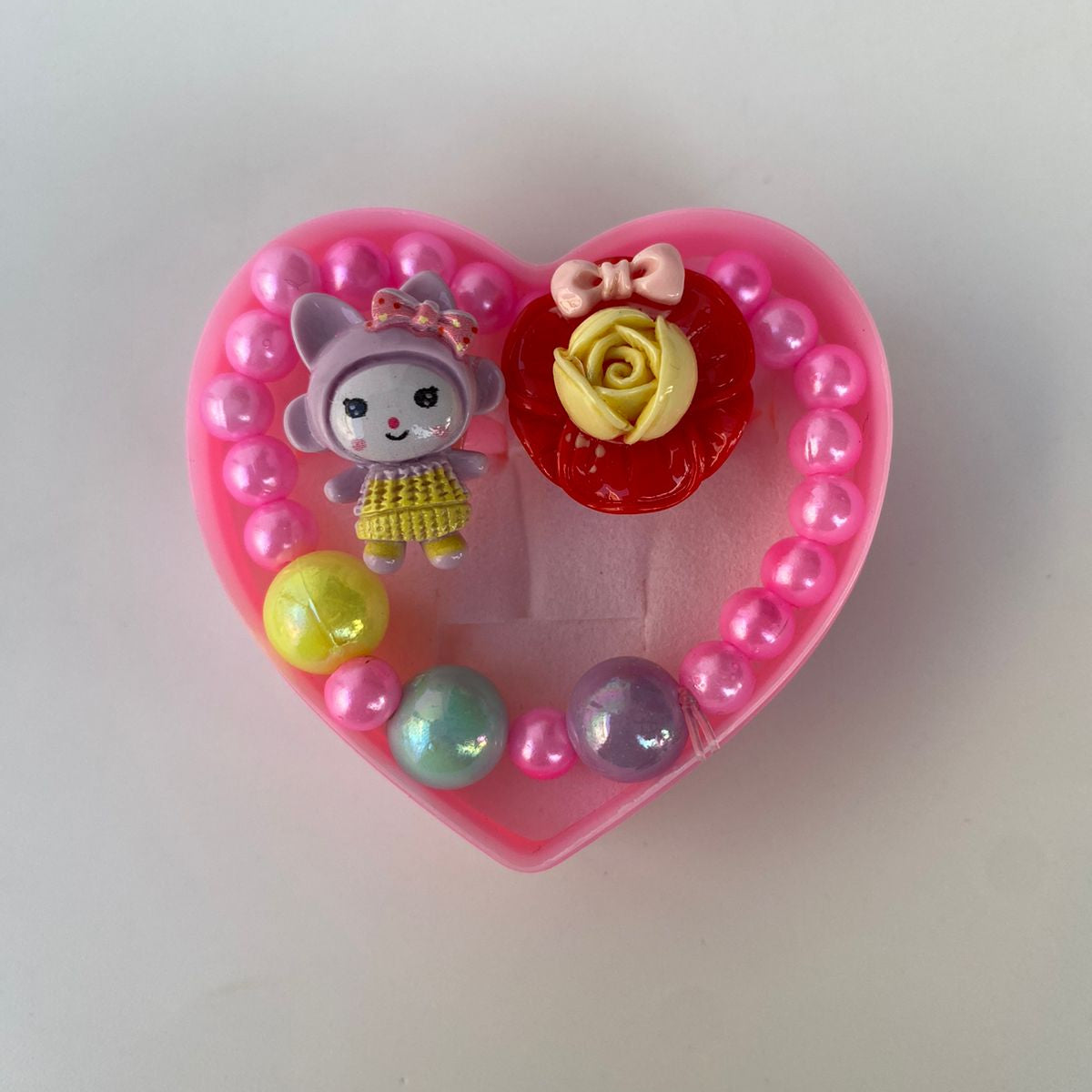 Kids' Heart Box Bracelet & Rings Set – Fun & Adorable Accessories