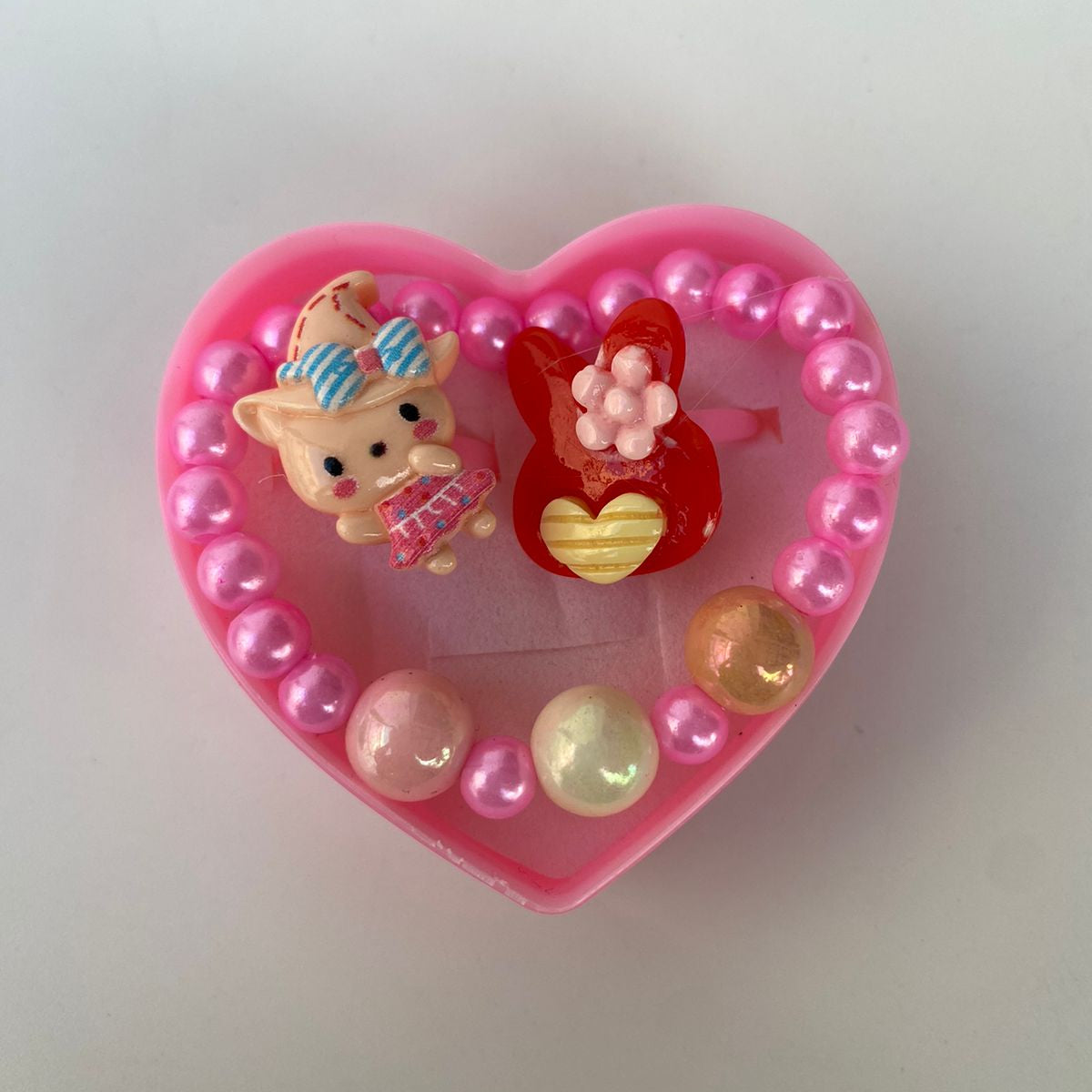 Adorable Heart-Shaped Bracelet & Rings Gift Set for Kids