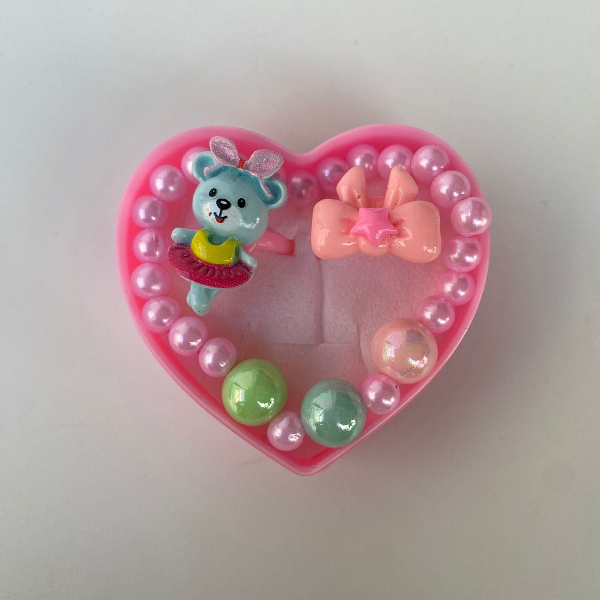 Adorable Heart-Shaped Bracelet & Rings Set for Kids