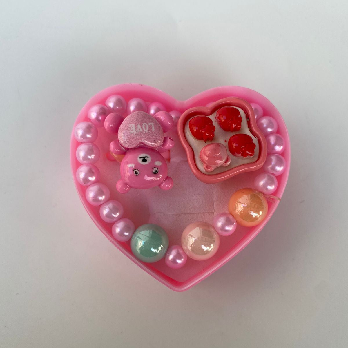 Adorable Heart-Shaped Bracelet & Rings Set for Kids