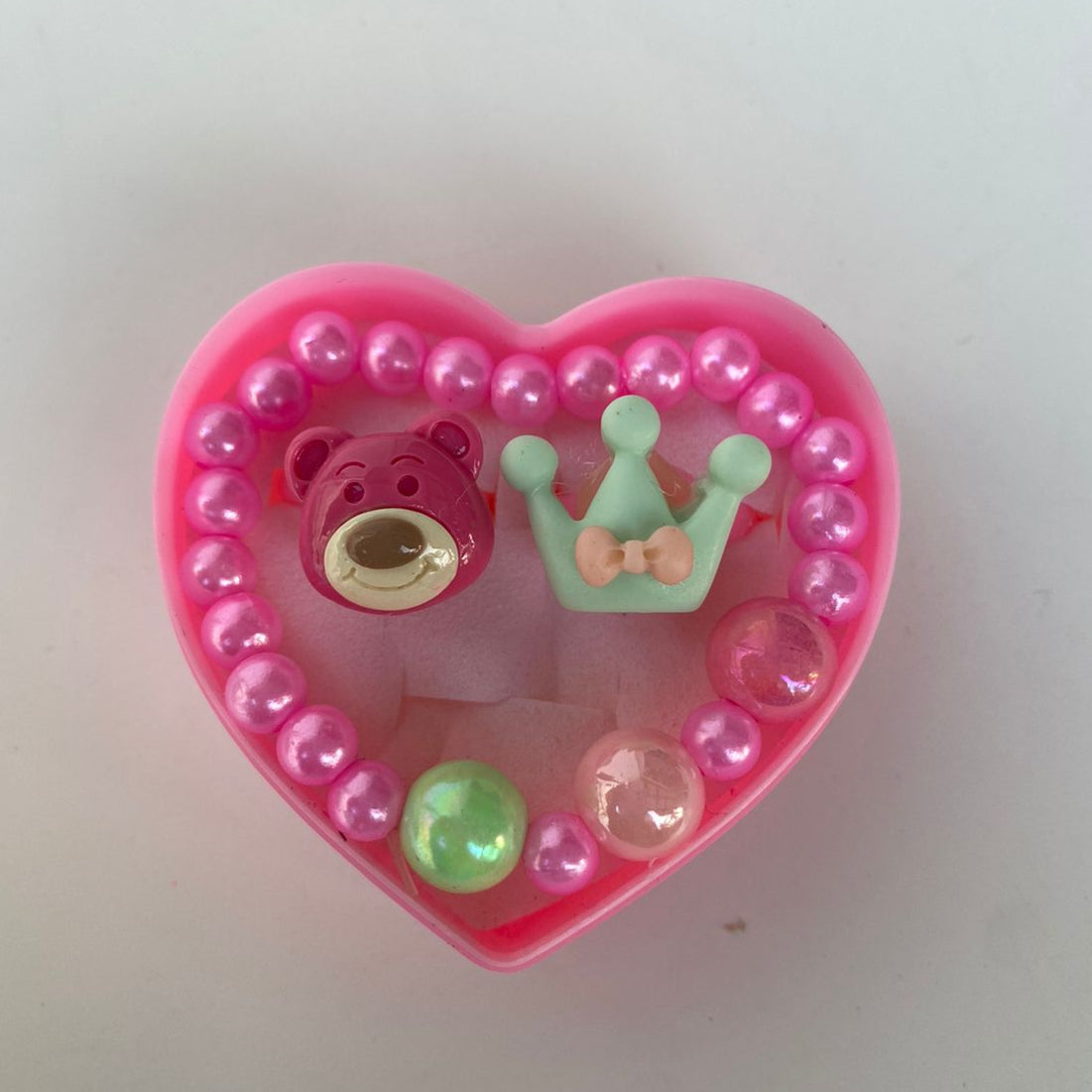 Adorable Heart-Shaped Bracelet & Rings Set for Kids