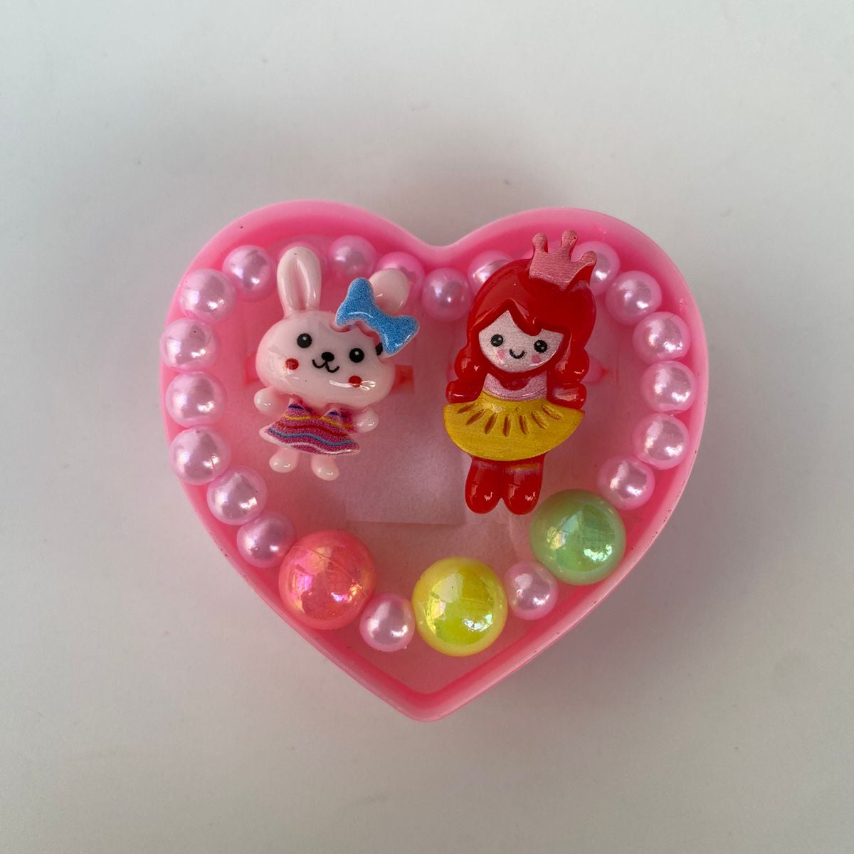 Adorable Heart-Shaped Bracelet & Rings Set for Kids